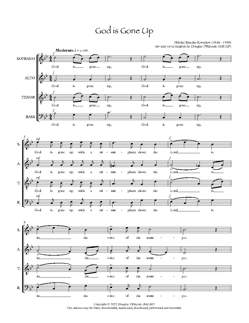 God is gone up in jubilation (B flat major)