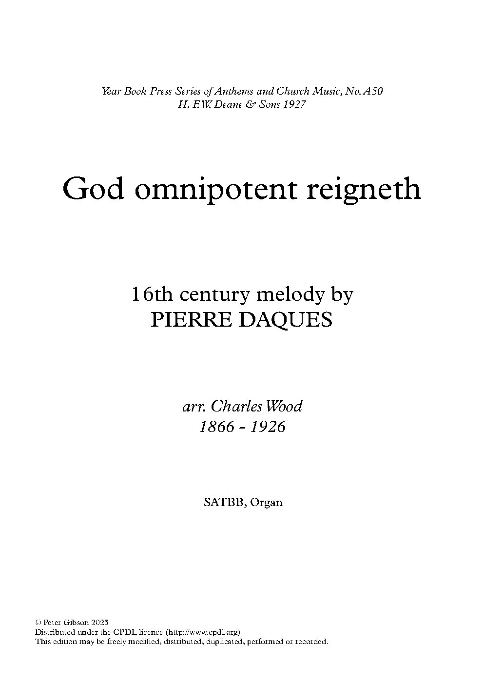 God Omnipotent Reigneth