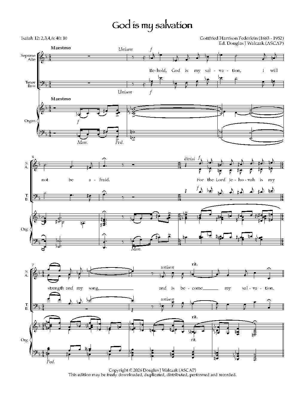 God is my salvation - Choir Script PDF Thumbnail