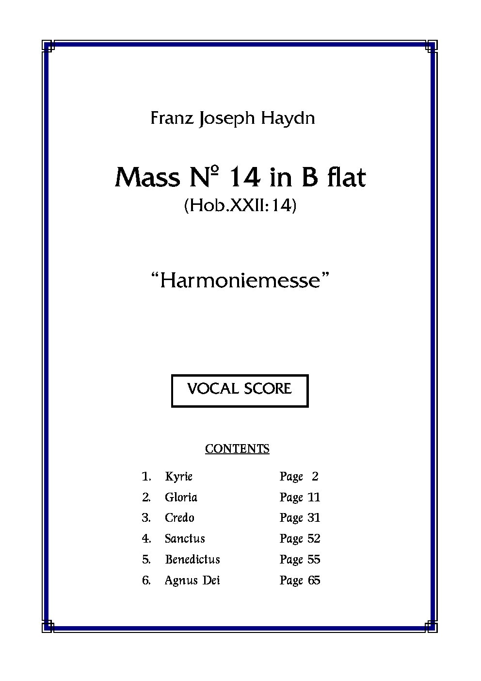 Harmoniemesse, Mass No. 14 in B flat major