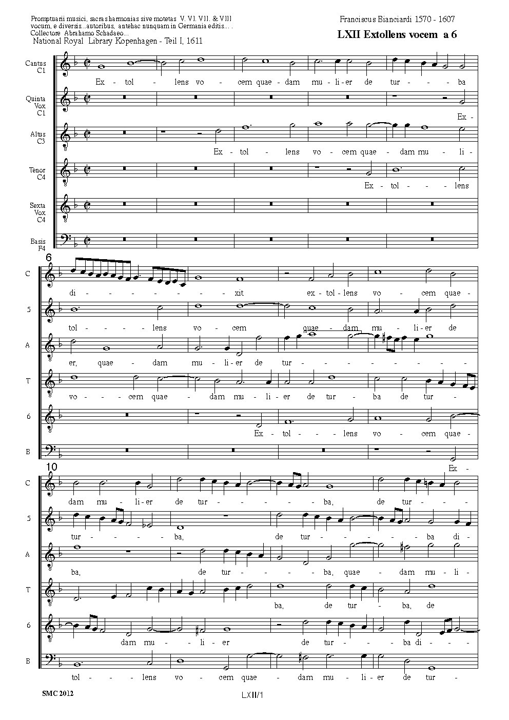 Extollens vocem a 6 - Choir Script PDF Thumbnail