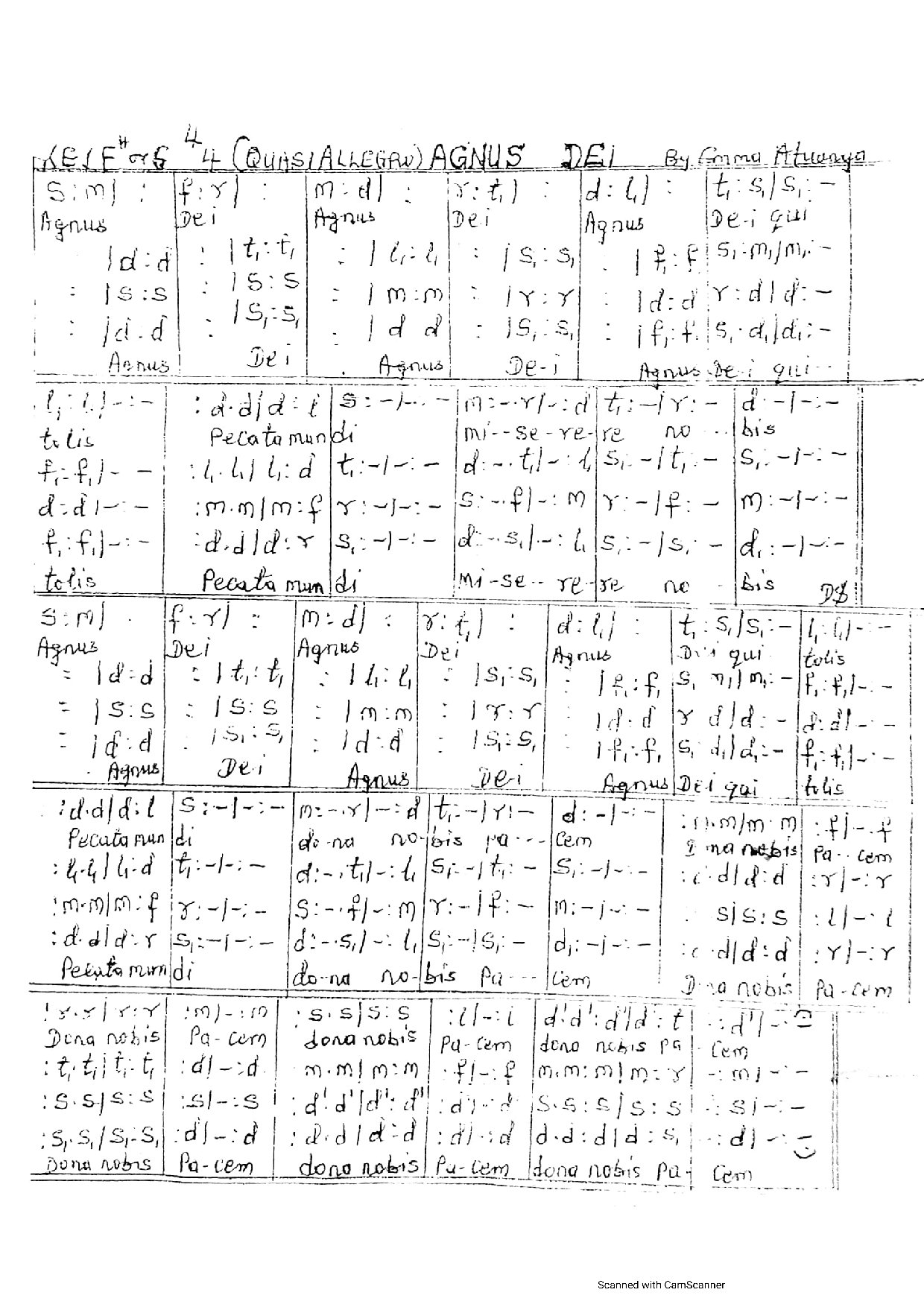Agnus Dei ~ Emma Atuanya - Download Choir Script PDF