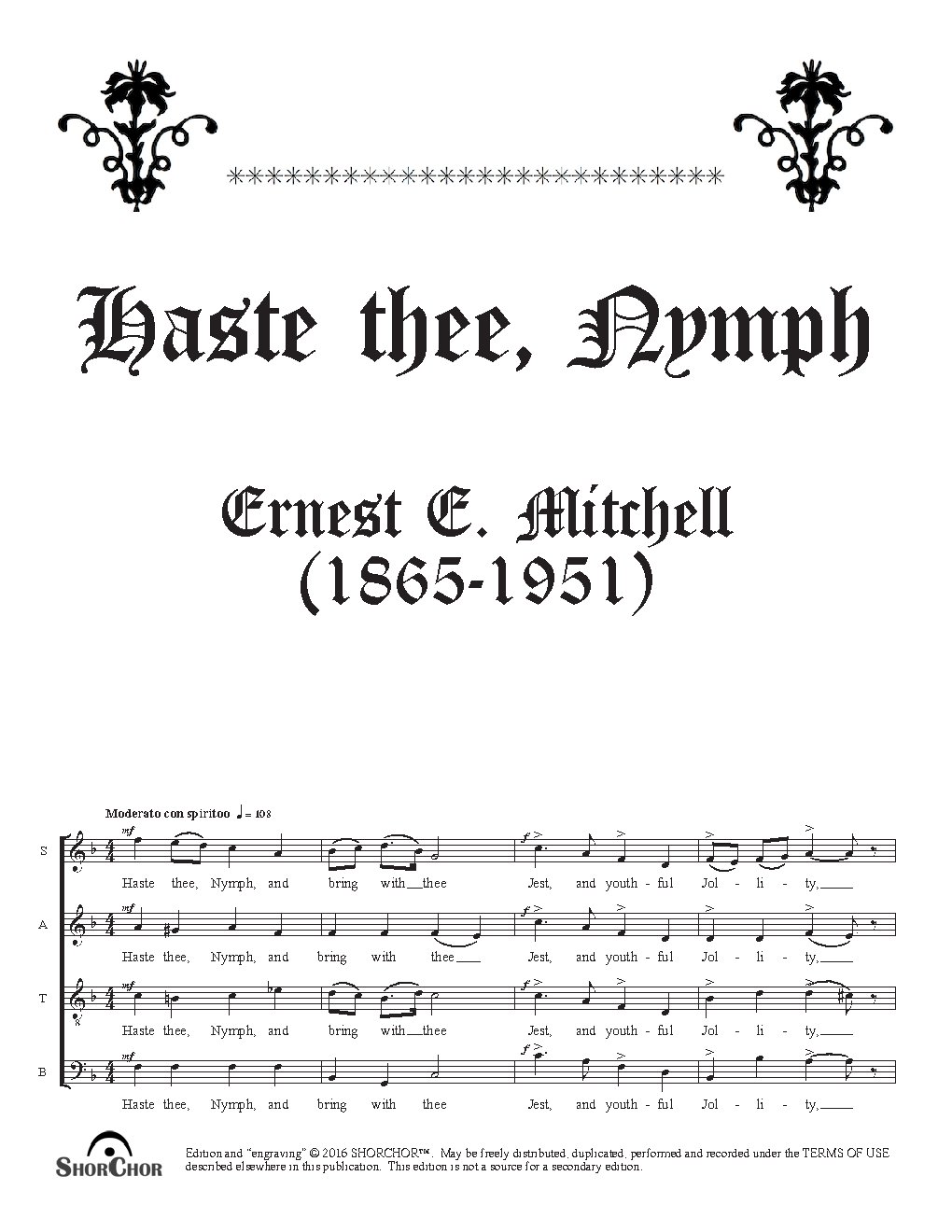 Haste thee, Nymph - Choir Script PDF Thumbnail