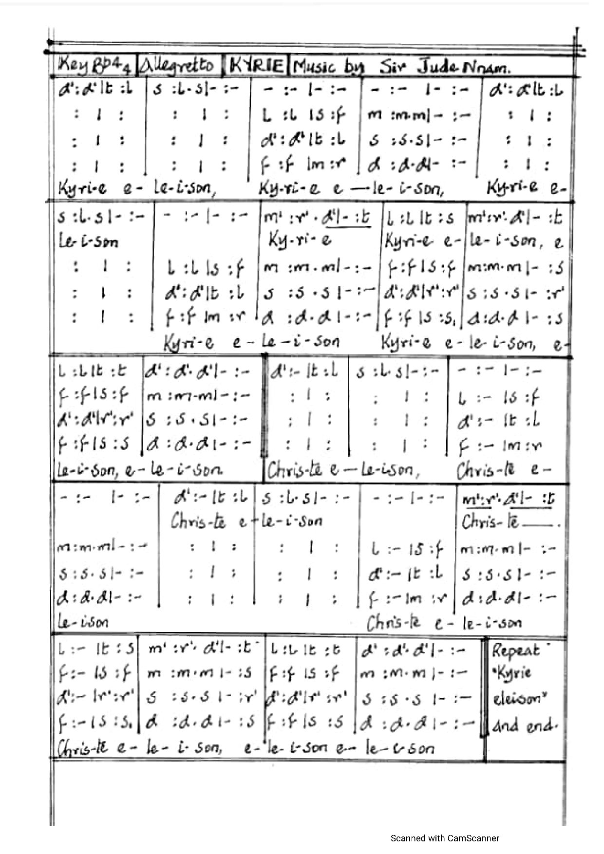 Kyrie (missa Caritas) ~ Jude Nnam - Download Choir Script PDF