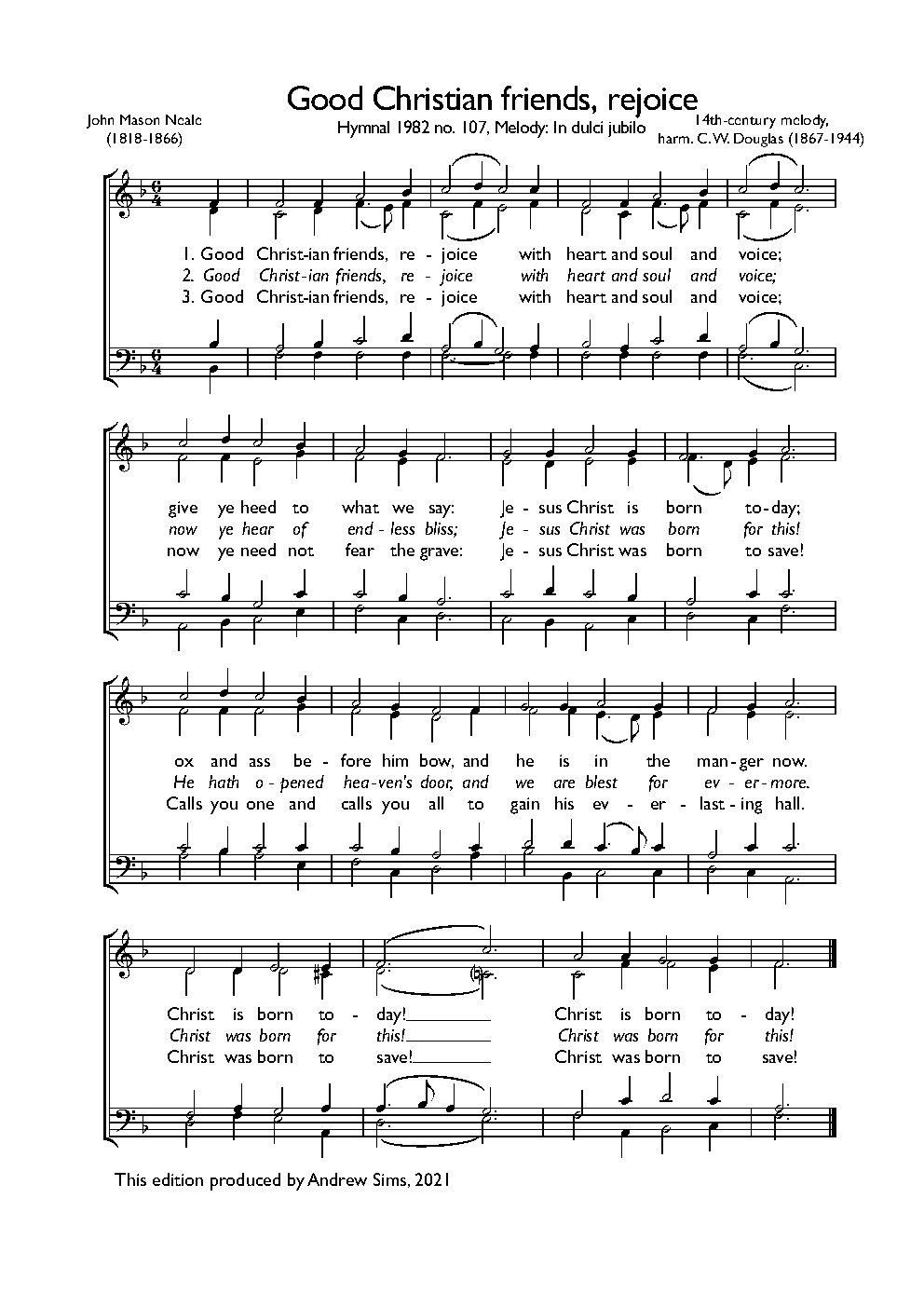 Good Christian friends, rejoice - Choir Script PDF Thumbnail