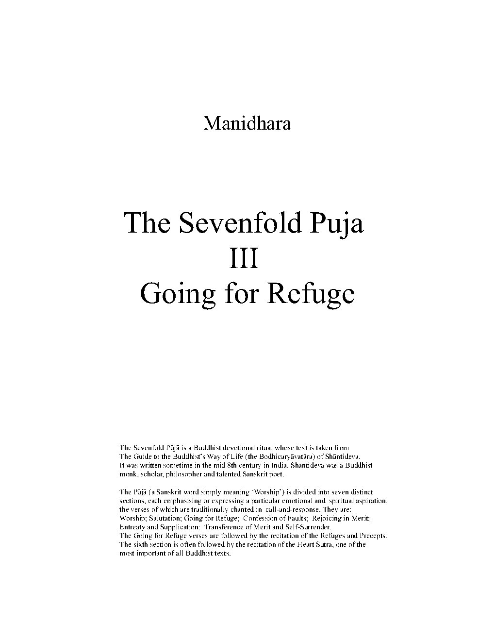 Going for Refuge
