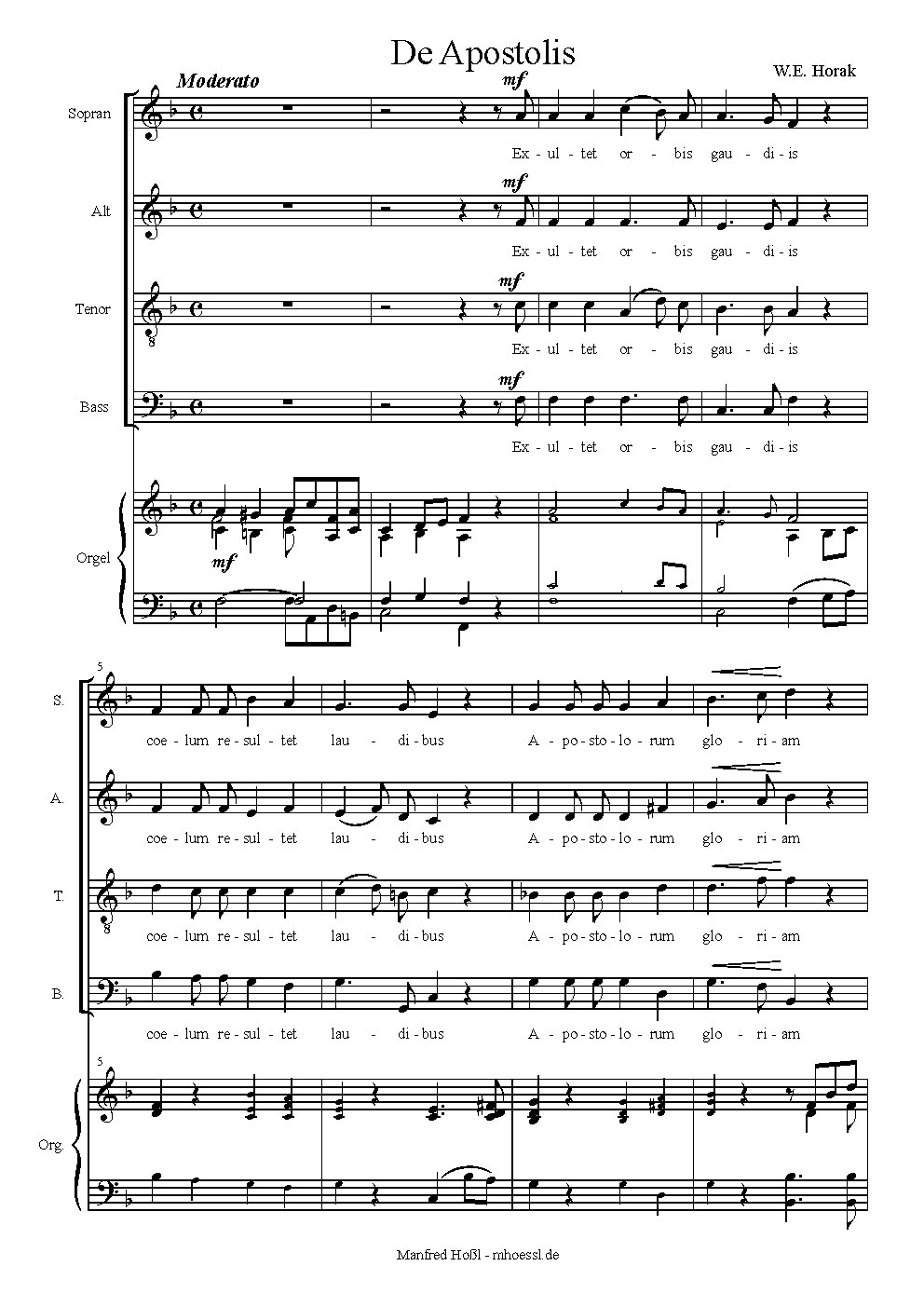 Exultet orbis gaudiis (#5 from 'Sechs kurze Hymnen oder Gradualien')