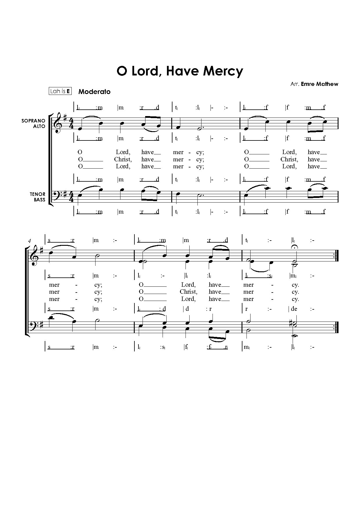 O Lord, Have Mercy - Full Score - Download Choir Script PDF