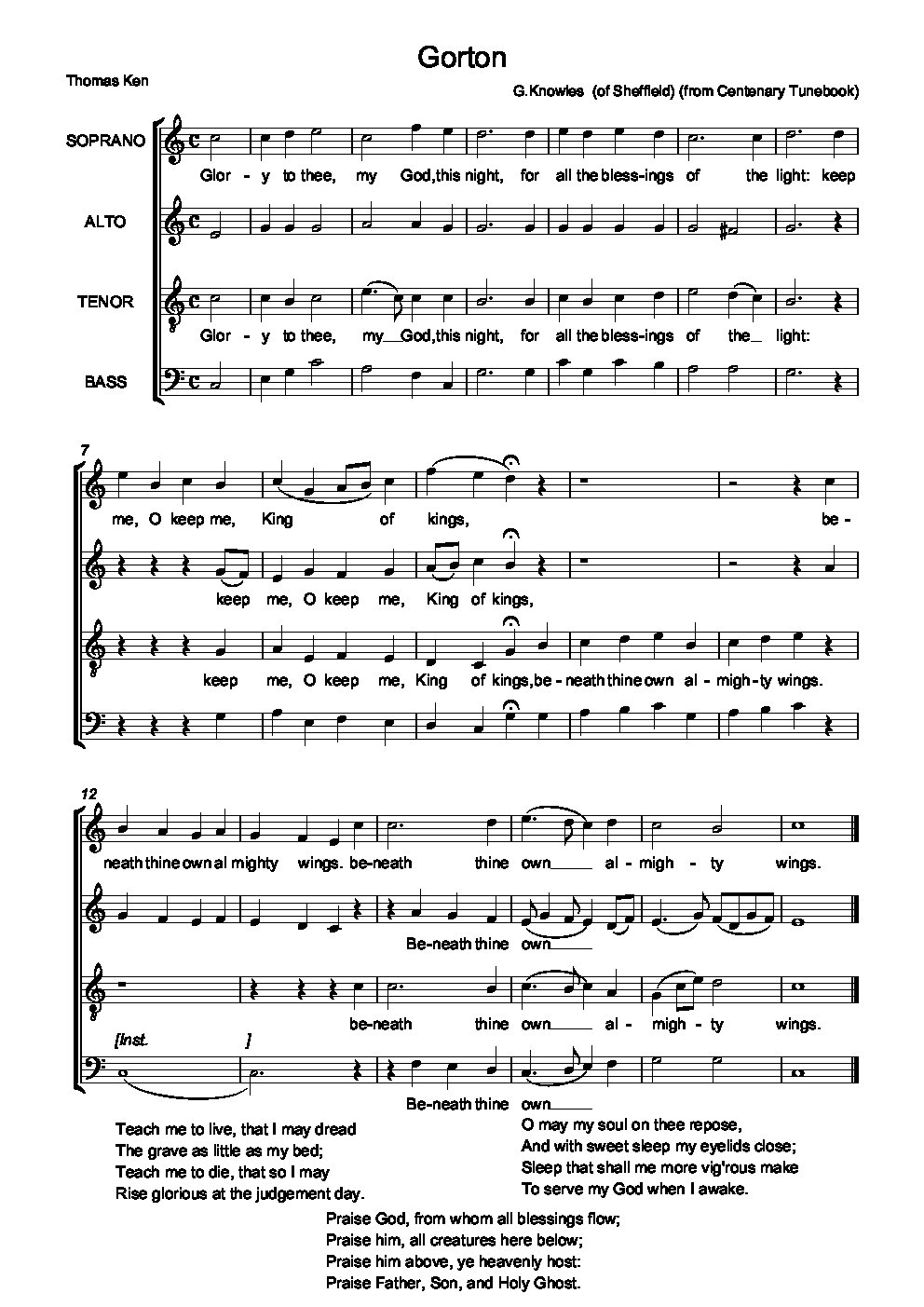 Gorton (Glory to thee,my God,this night)
