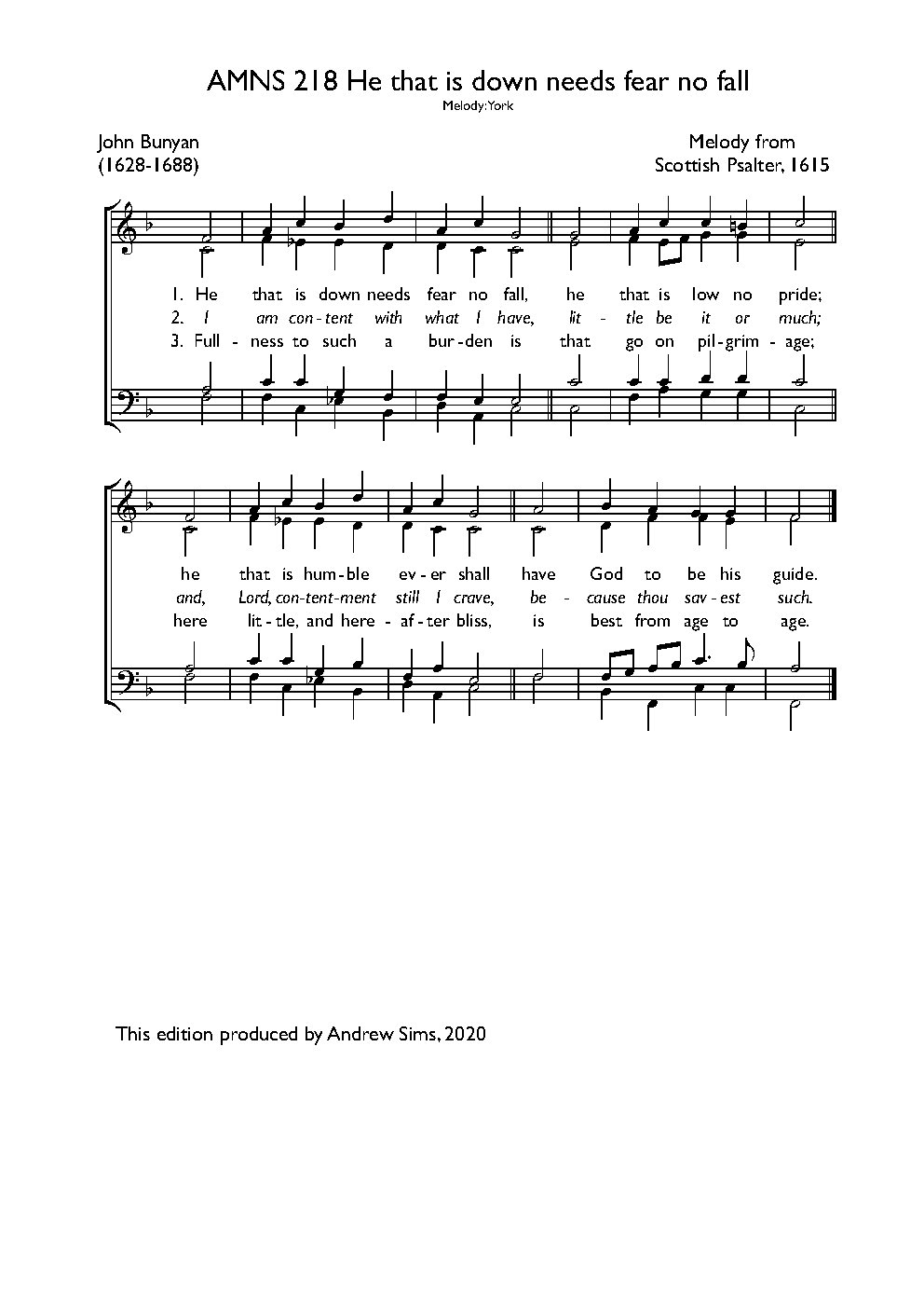 He that is down needs fear no fall - Choir Script PDF Thumbnail