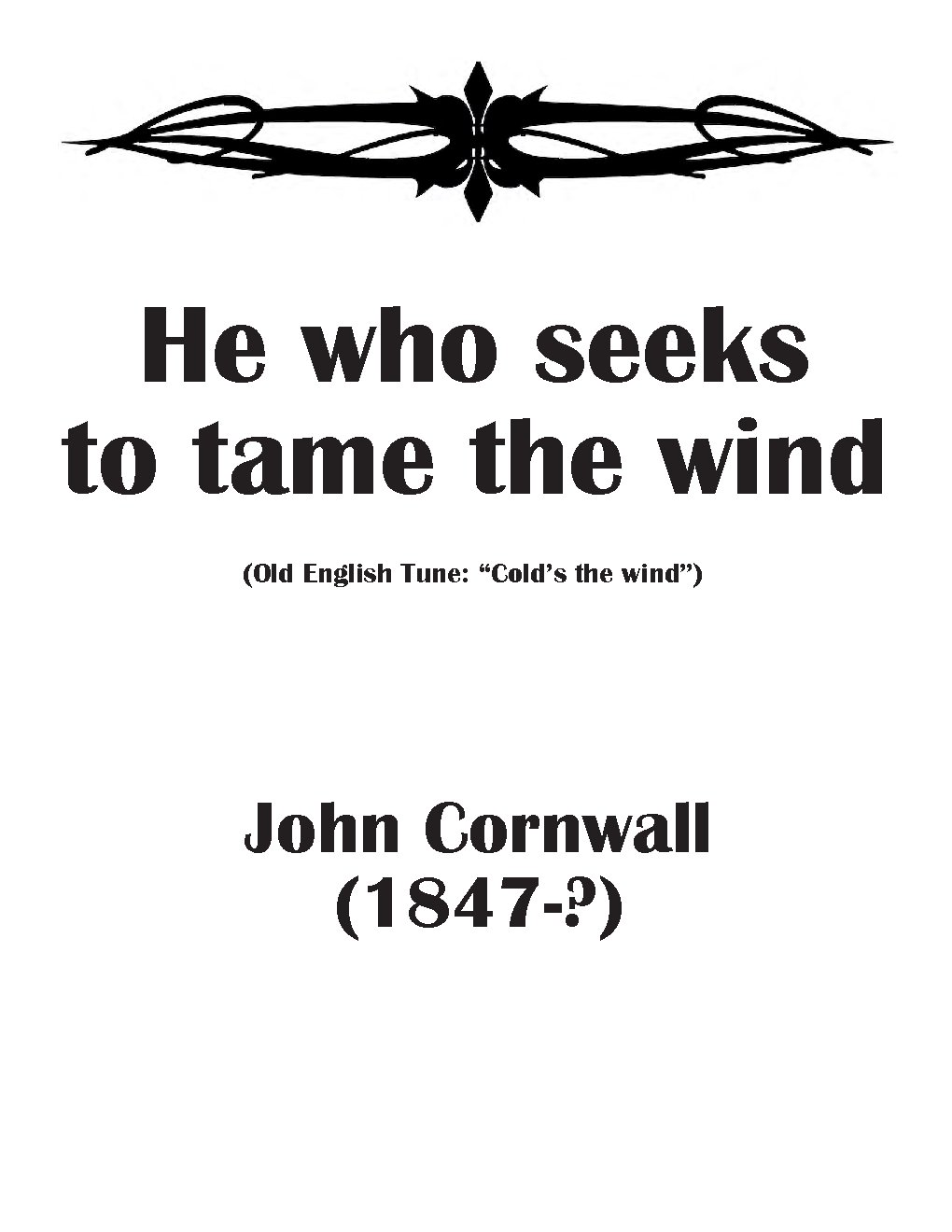 He who seeks to tame the wind - Choir Script PDF Thumbnail