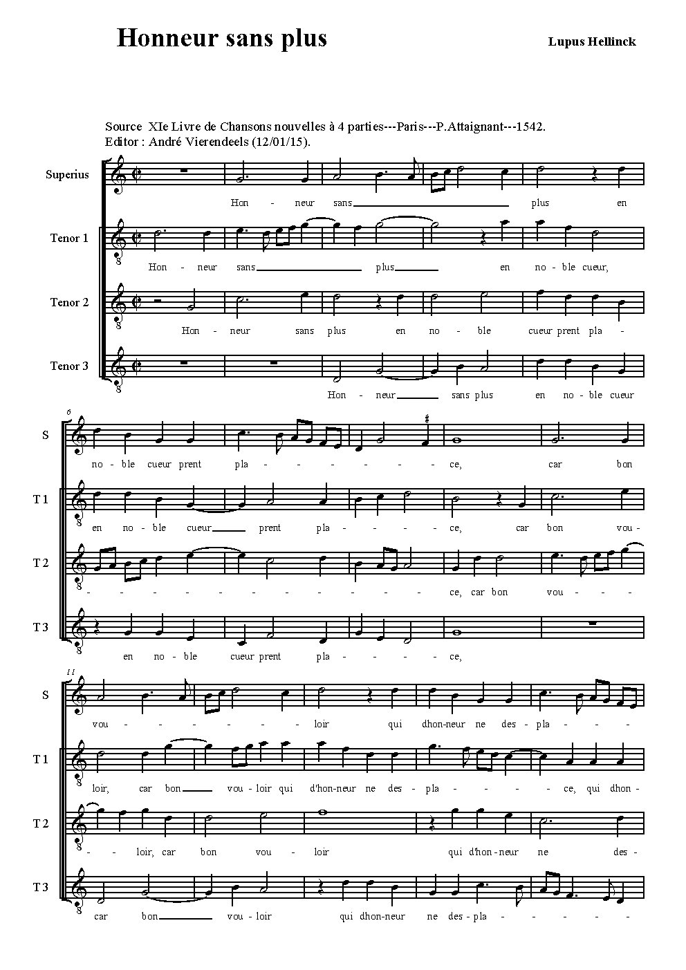 Honneur sans plus - Choir Script PDF Thumbnail