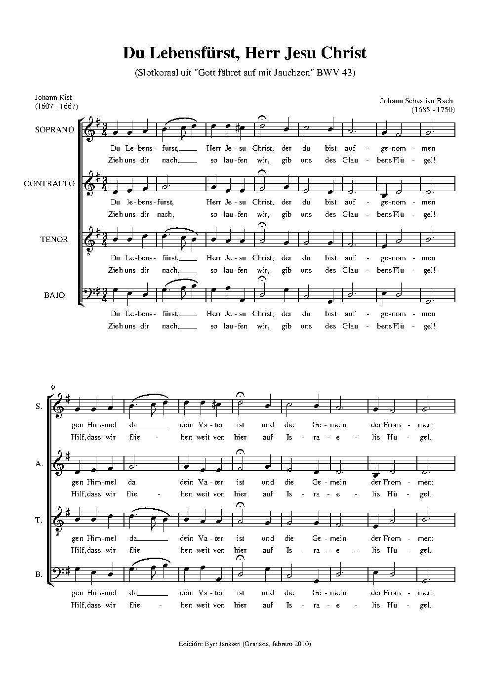 Gott fähret auf mit Jauchzen, BWV 43 - Choir Script PDF Thumbnail