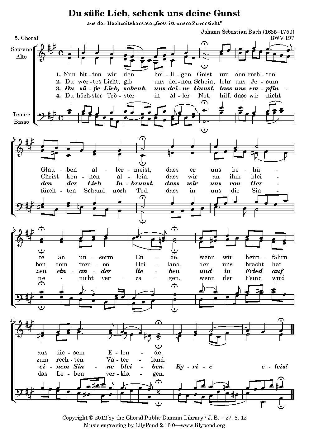 Gott ist unsre Zuversicht, BWV 197 - Choir Script PDF Thumbnail