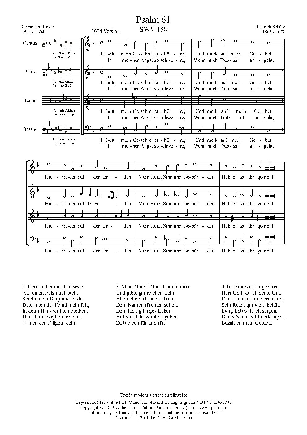 Gott, mein Geschrei erhöre, SWV 158