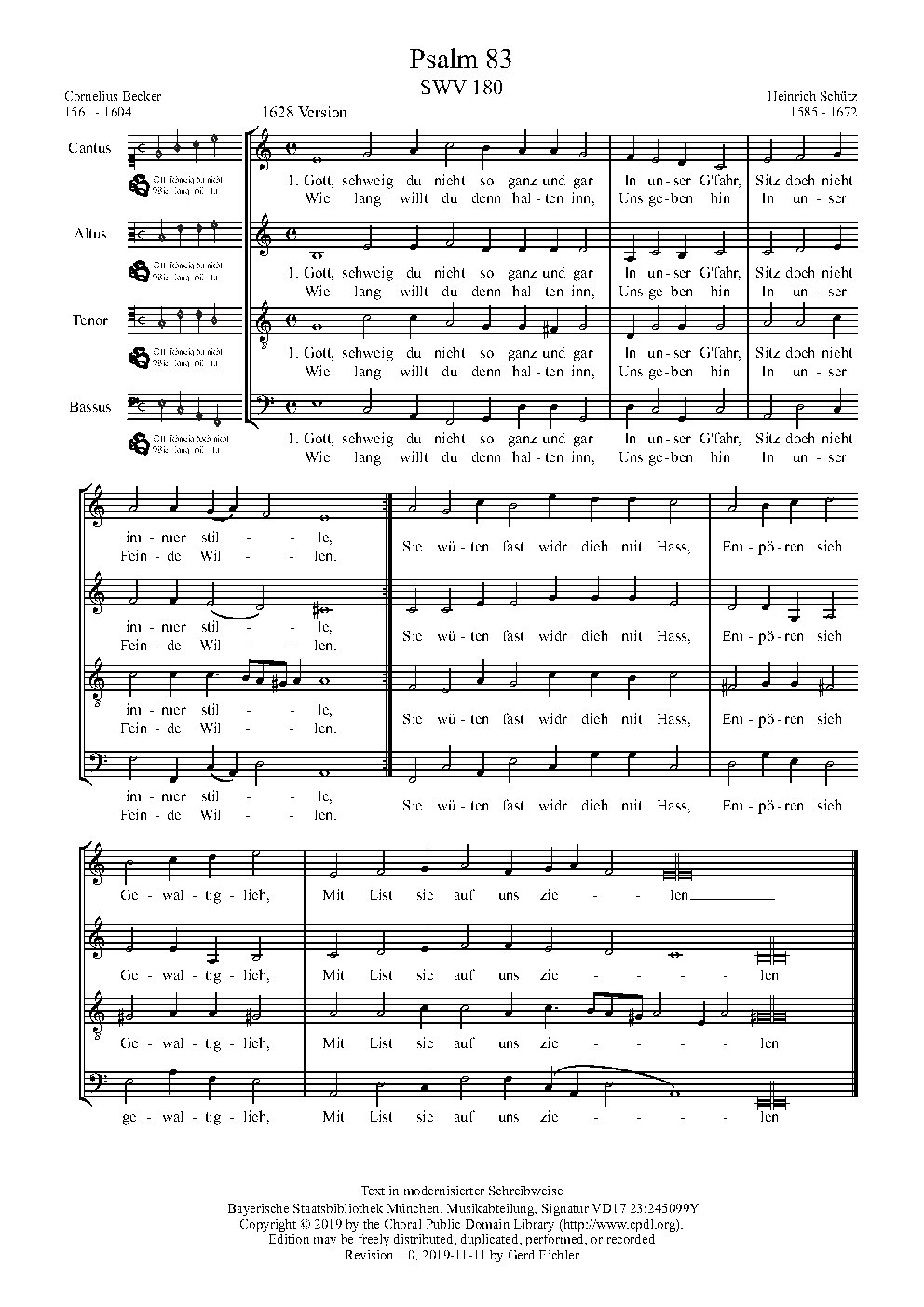 Gott, schweig du nicht so ganz und gar, SWV 180