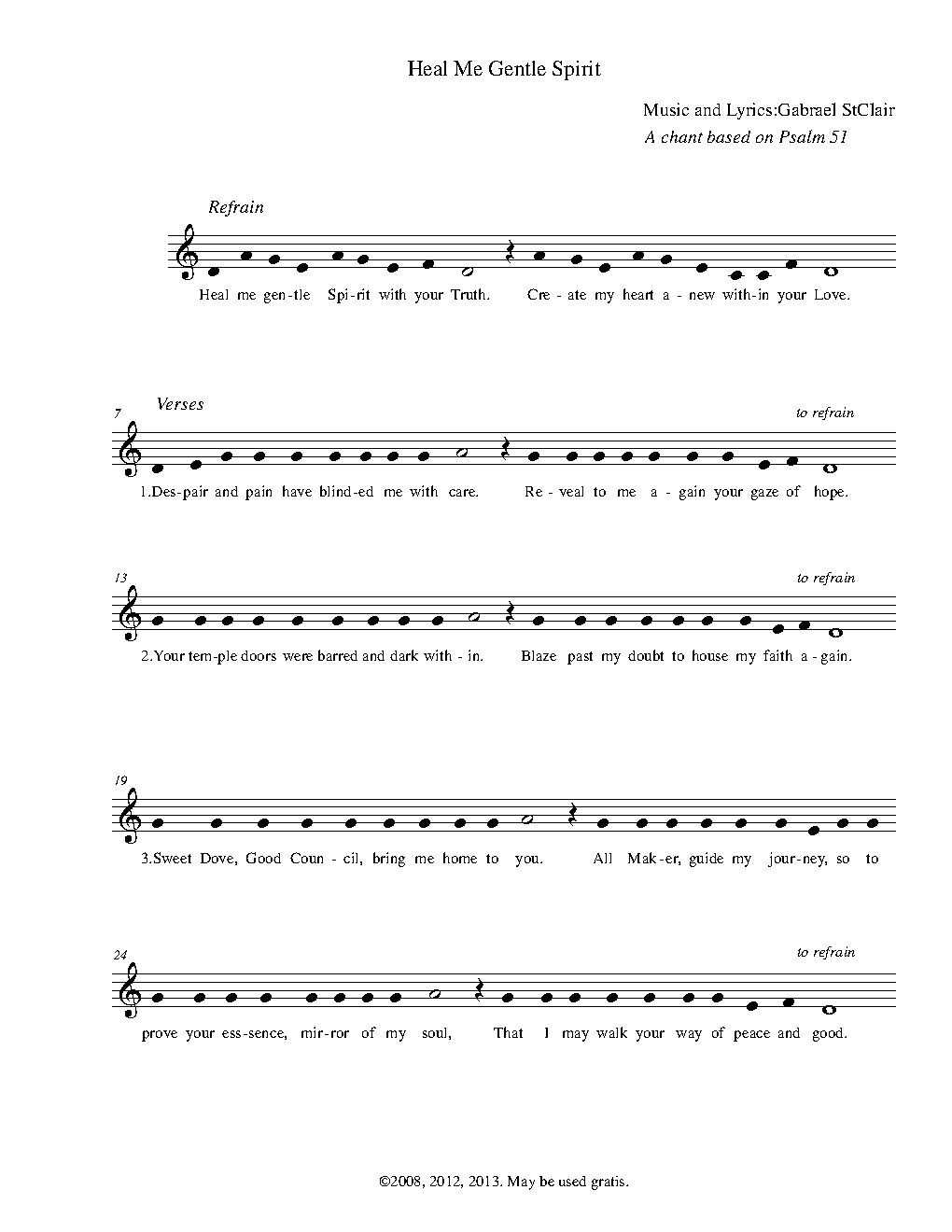 Heal Me Gentle Spirit - Choir Script PDF Thumbnail