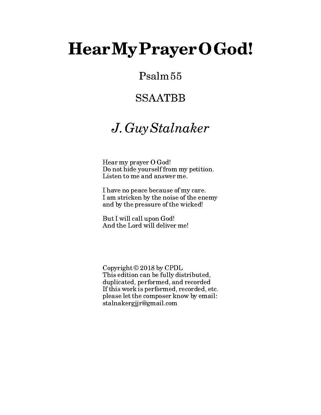 Hear My Prayer, O God!
