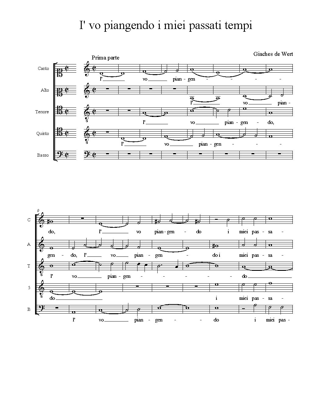 I' vo piangendo i miei passati tempi - Choir Script PDF Thumbnail