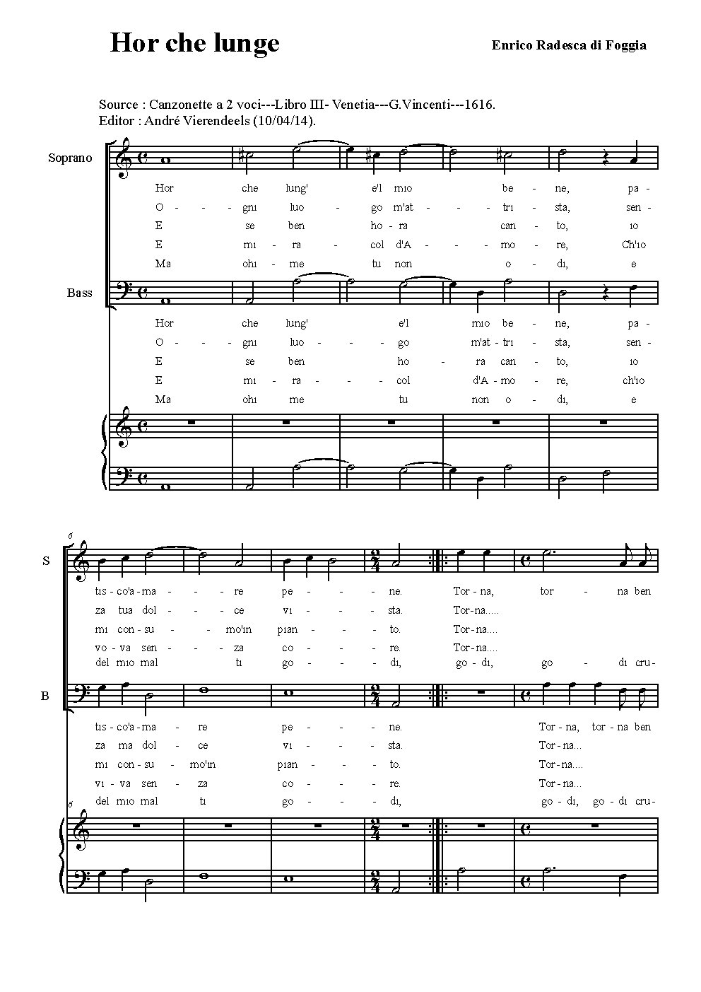 Hor che lunge - Choir Script PDF Thumbnail