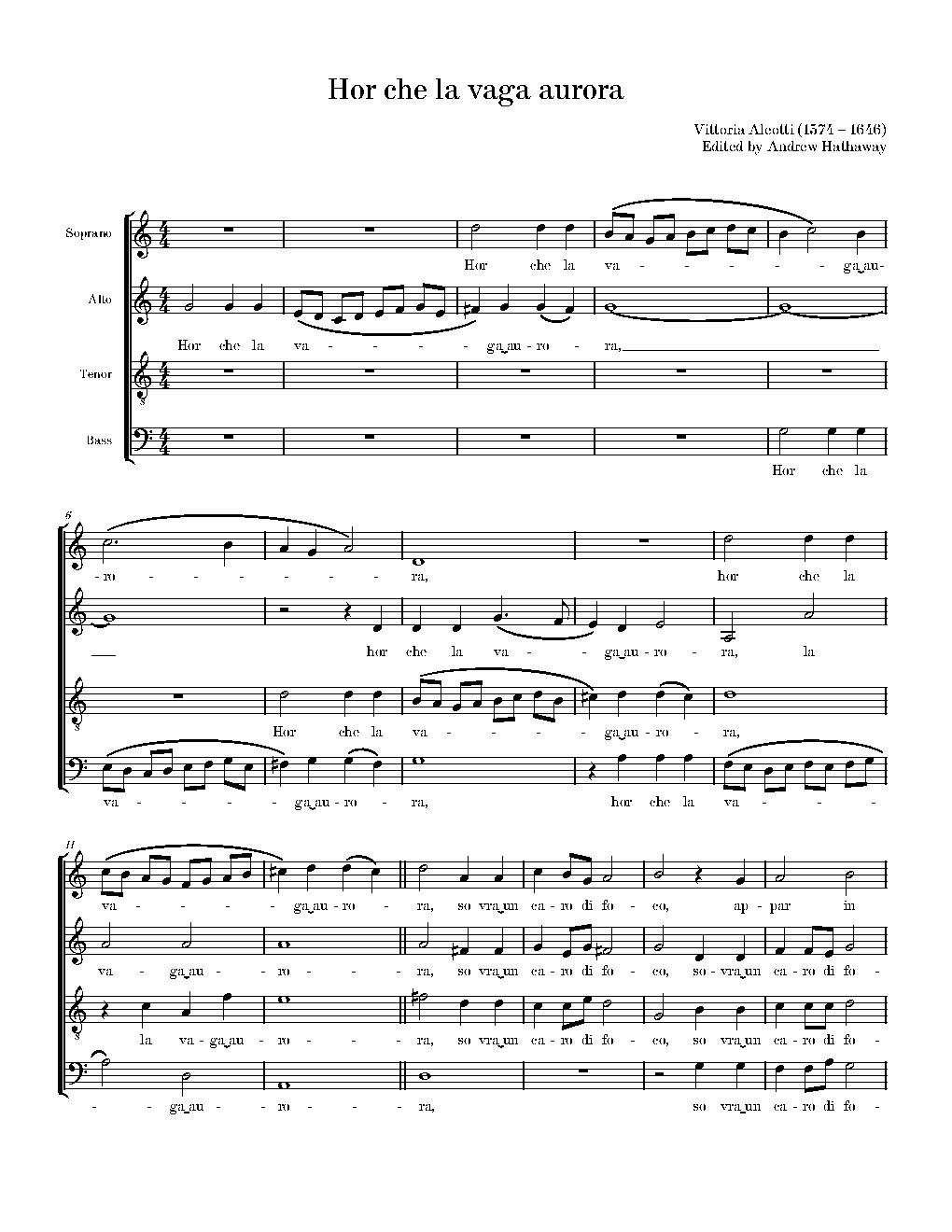 Hor che la vaga Aurora - Choir Script PDF Thumbnail