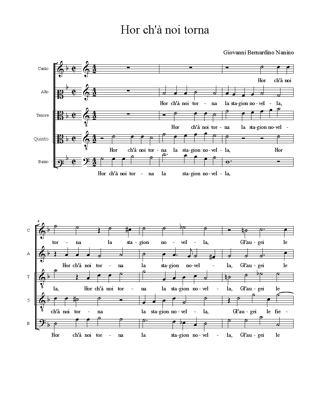 Hor ch'à noi torna - Choir Script PDF Thumbnail