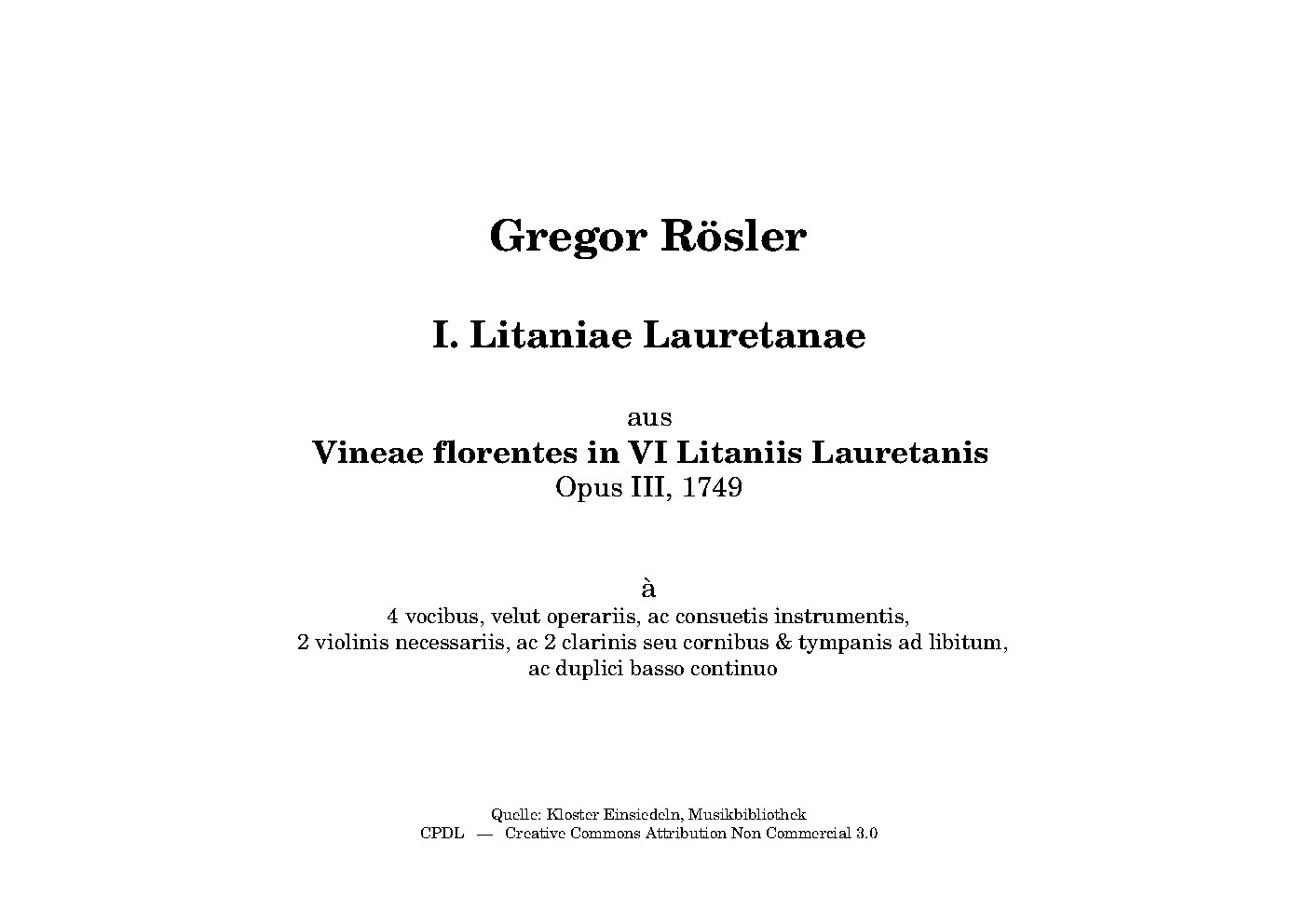 I. Litaniae Lauretanae