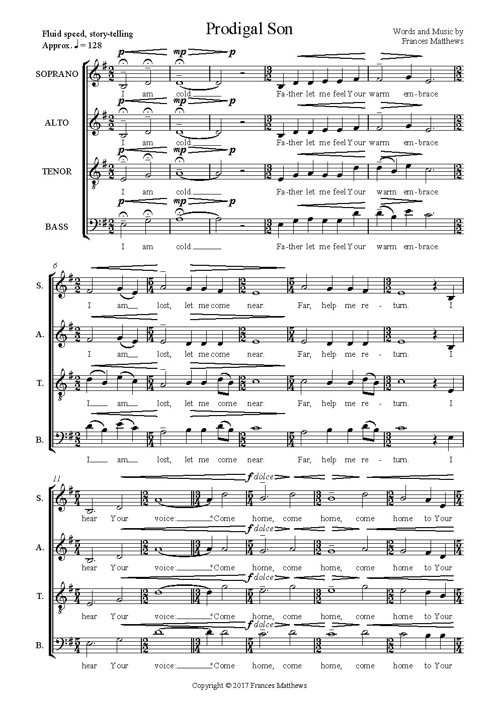 I Am Cold (Prodigal Son) - Choir Script PDF Thumbnail