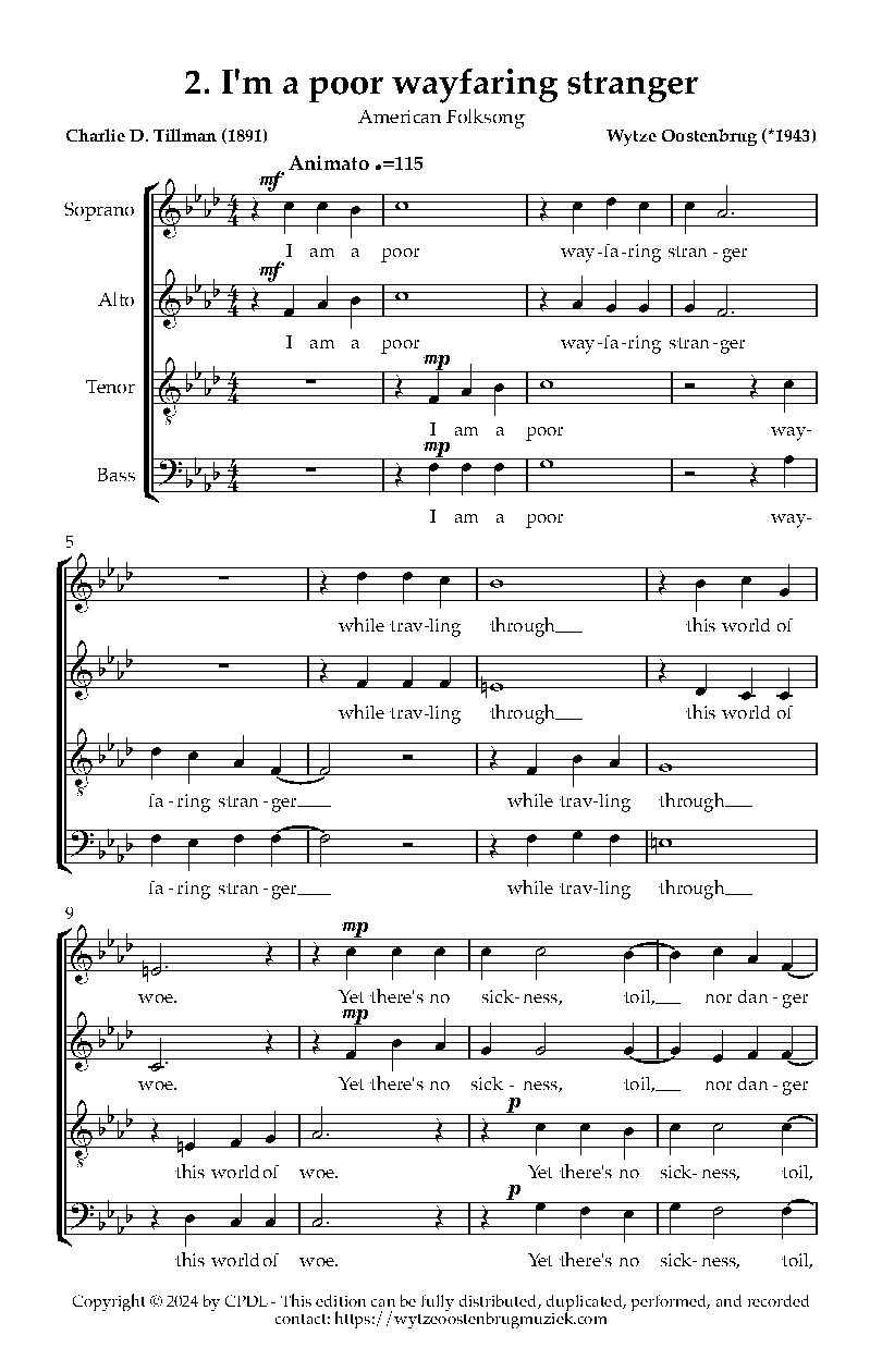 I am a poor wayfaring stranger - Choir Script PDF Thumbnail