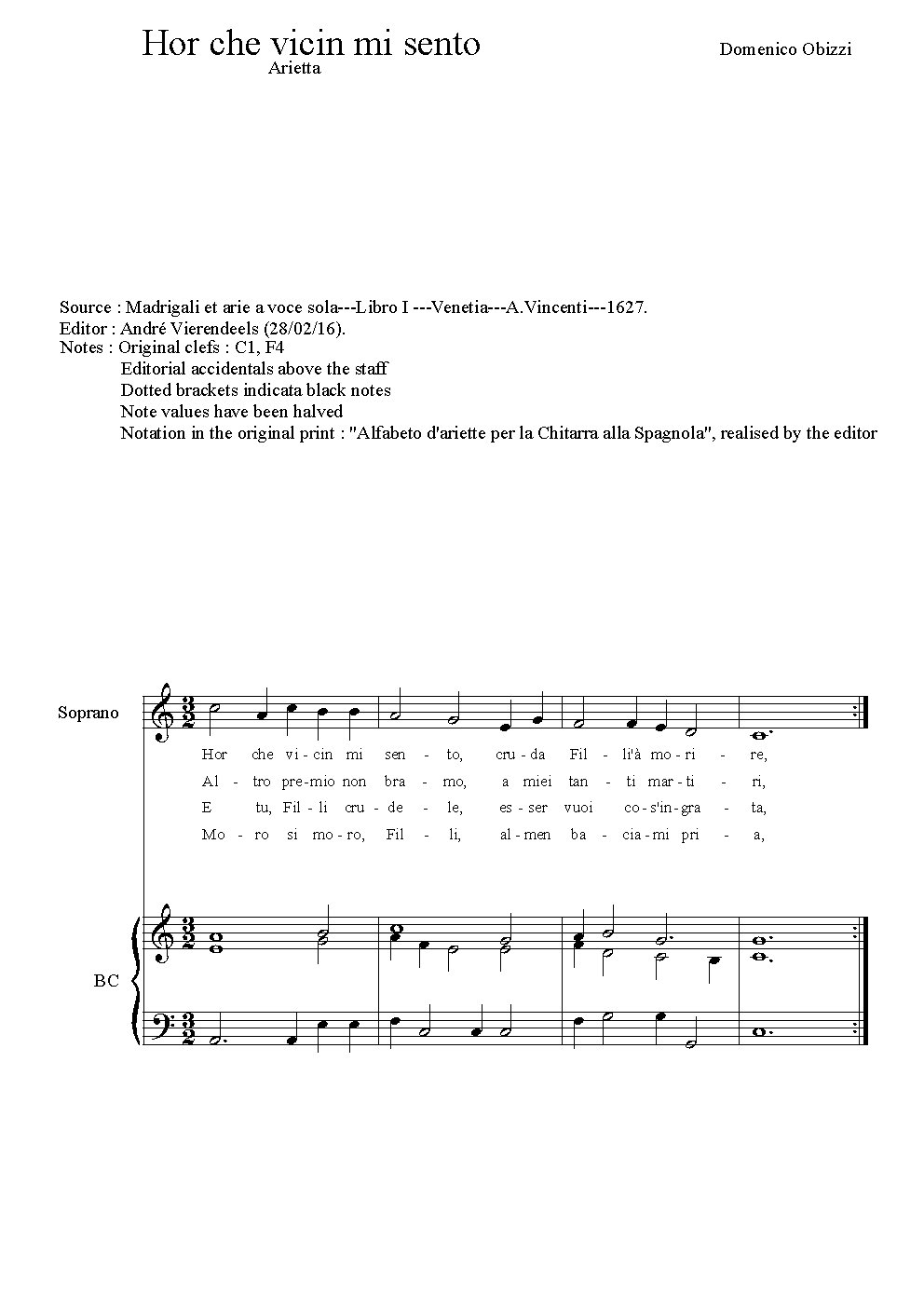 Hor che vicin mi sento - Choir Script PDF Thumbnail
