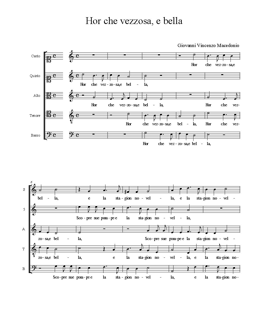 Hor che vezzosa, e bella - Choir Script PDF Thumbnail