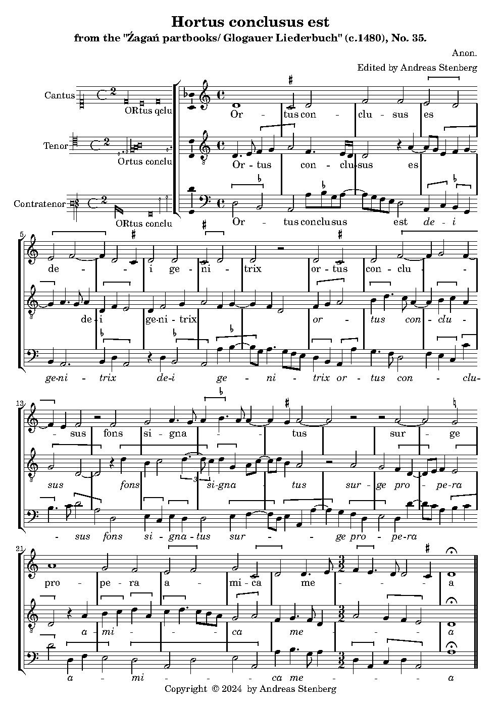 Hortus conclusus est (Glogauer Liederbuch) - Choir Script PDF Thumbnail
