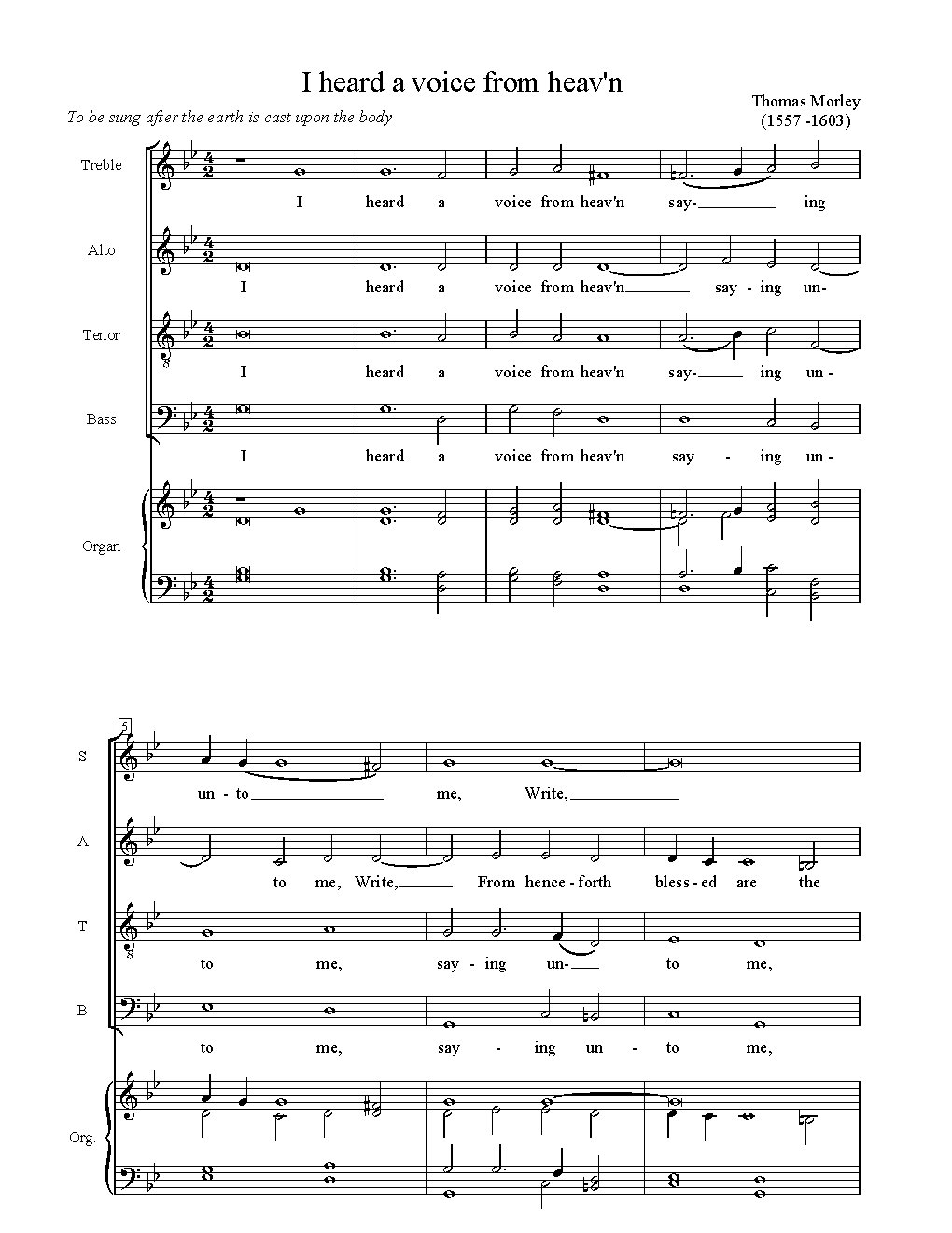 Third Dirge Anthem (I heard a voice from heav'n)