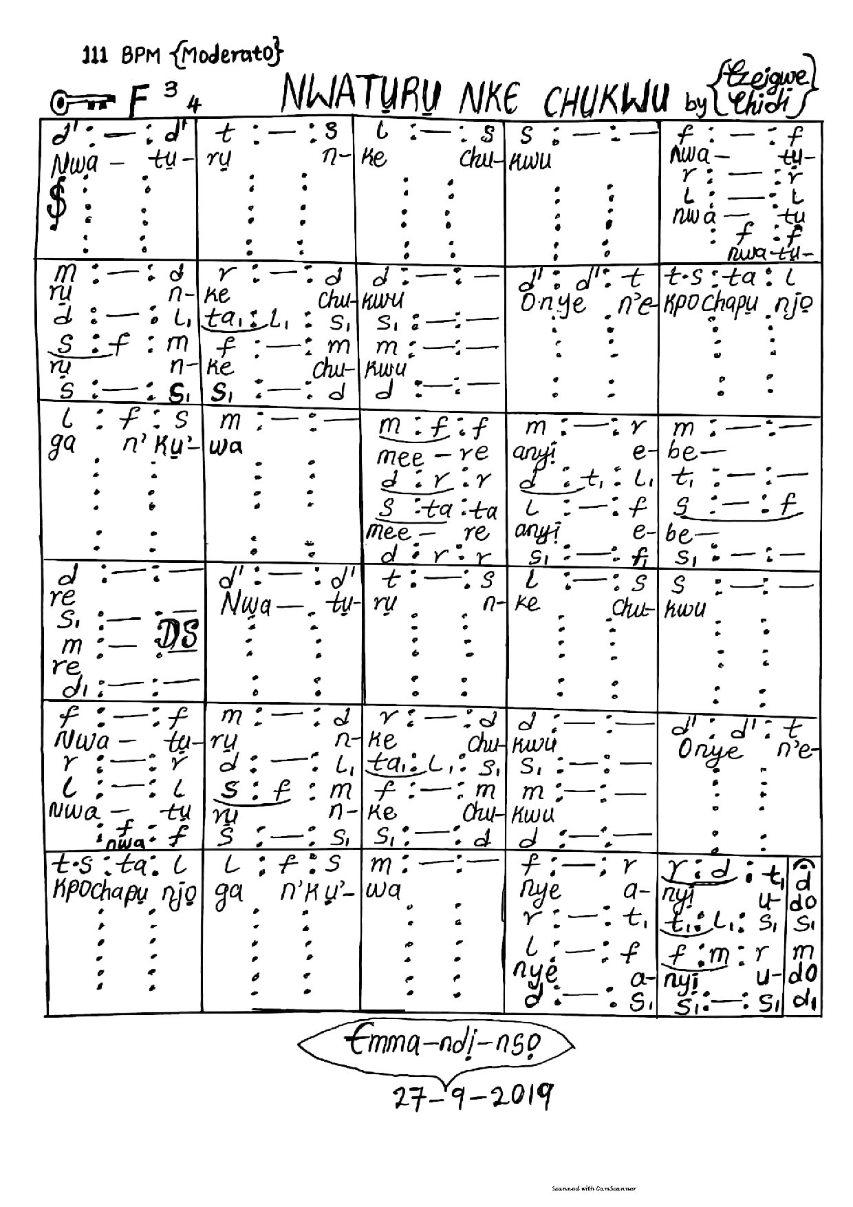 Nwaturu Nke Chukwu - Download Choir Script PDF