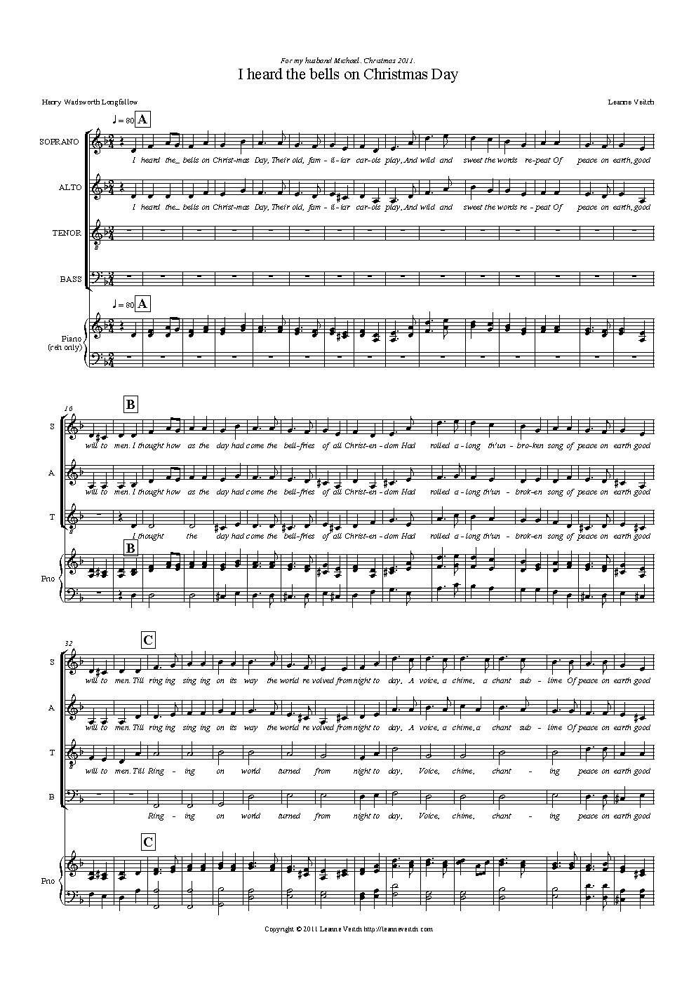 I heard the bells on Christmas Day - Choir Script PDF Thumbnail