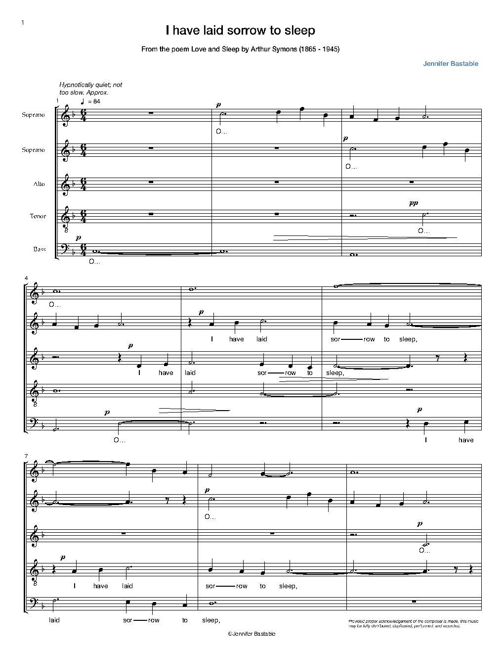 I have laid sorrow to sleep - Choir Script PDF Thumbnail
