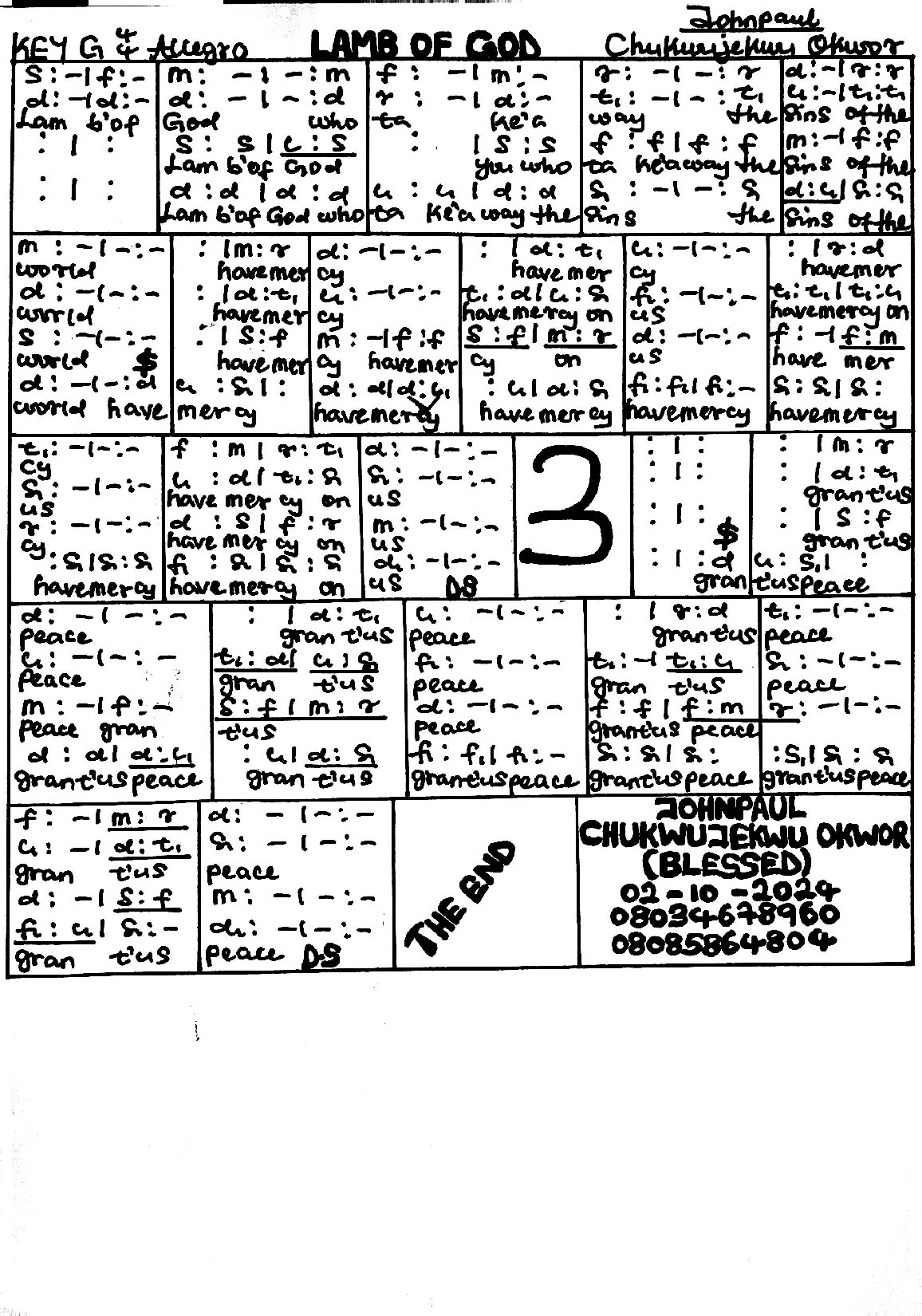 Lamb Of God - Download Choir Script PDF