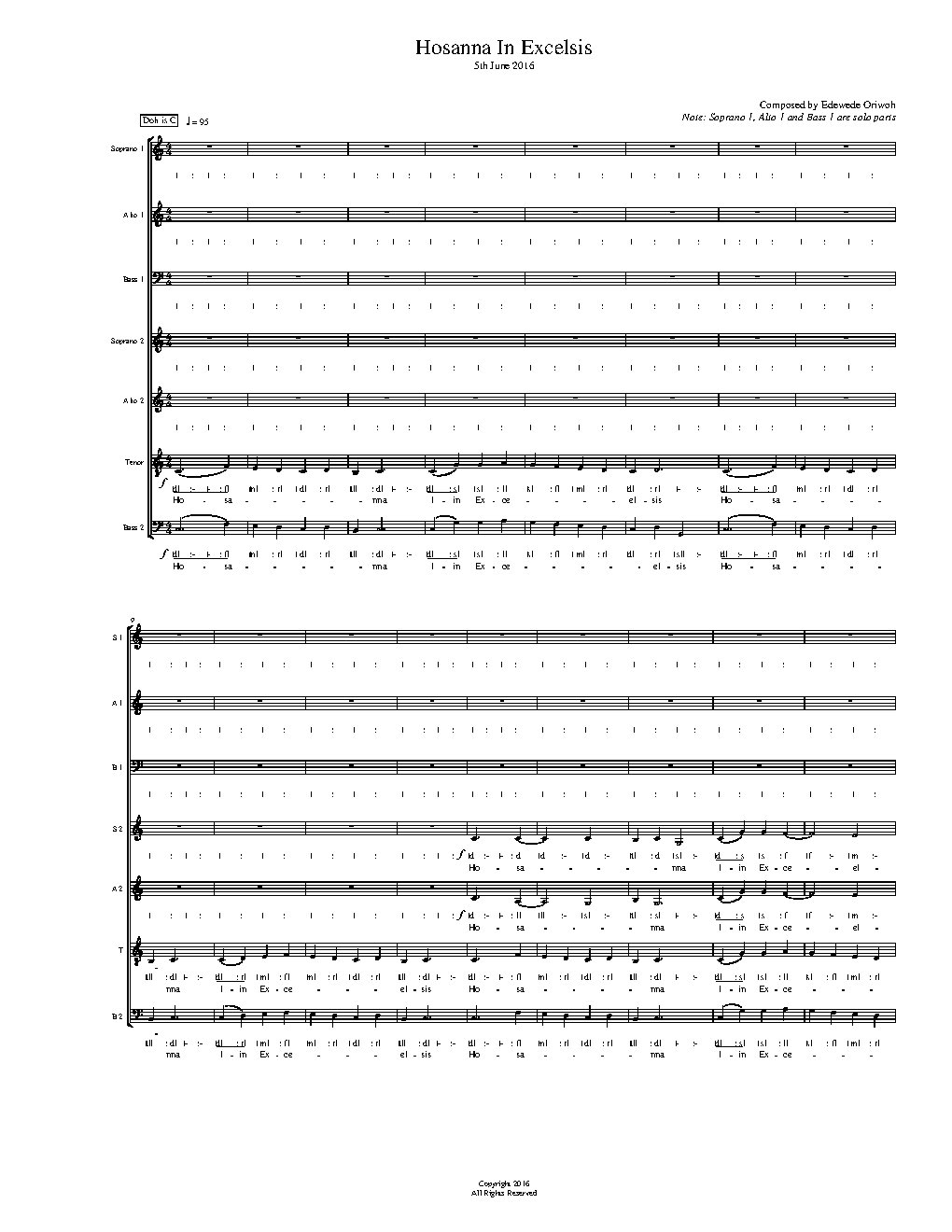 Hosanna In Excelsis (5th June 2016)