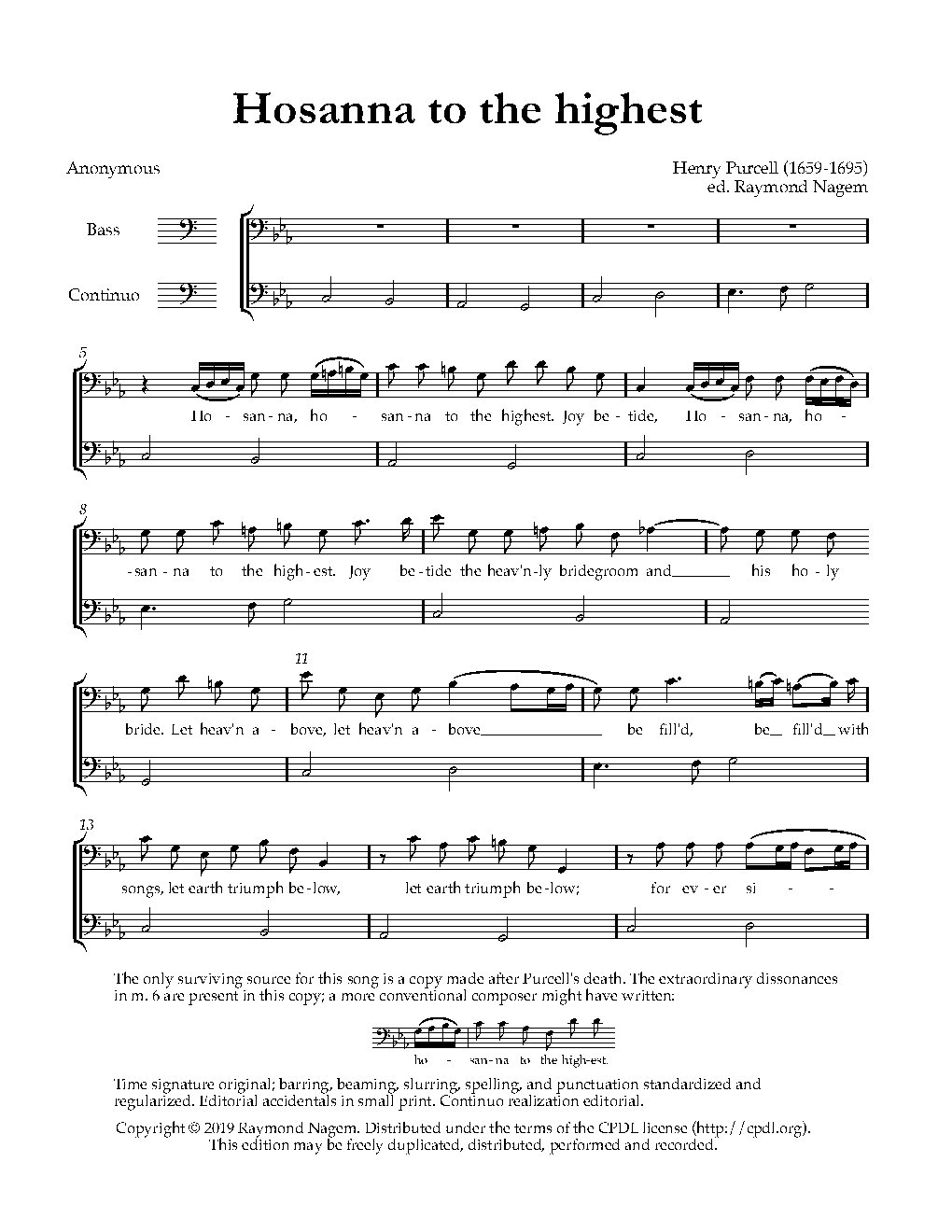 Hosanna to the highest, Z 187 - Choir Script PDF Thumbnail