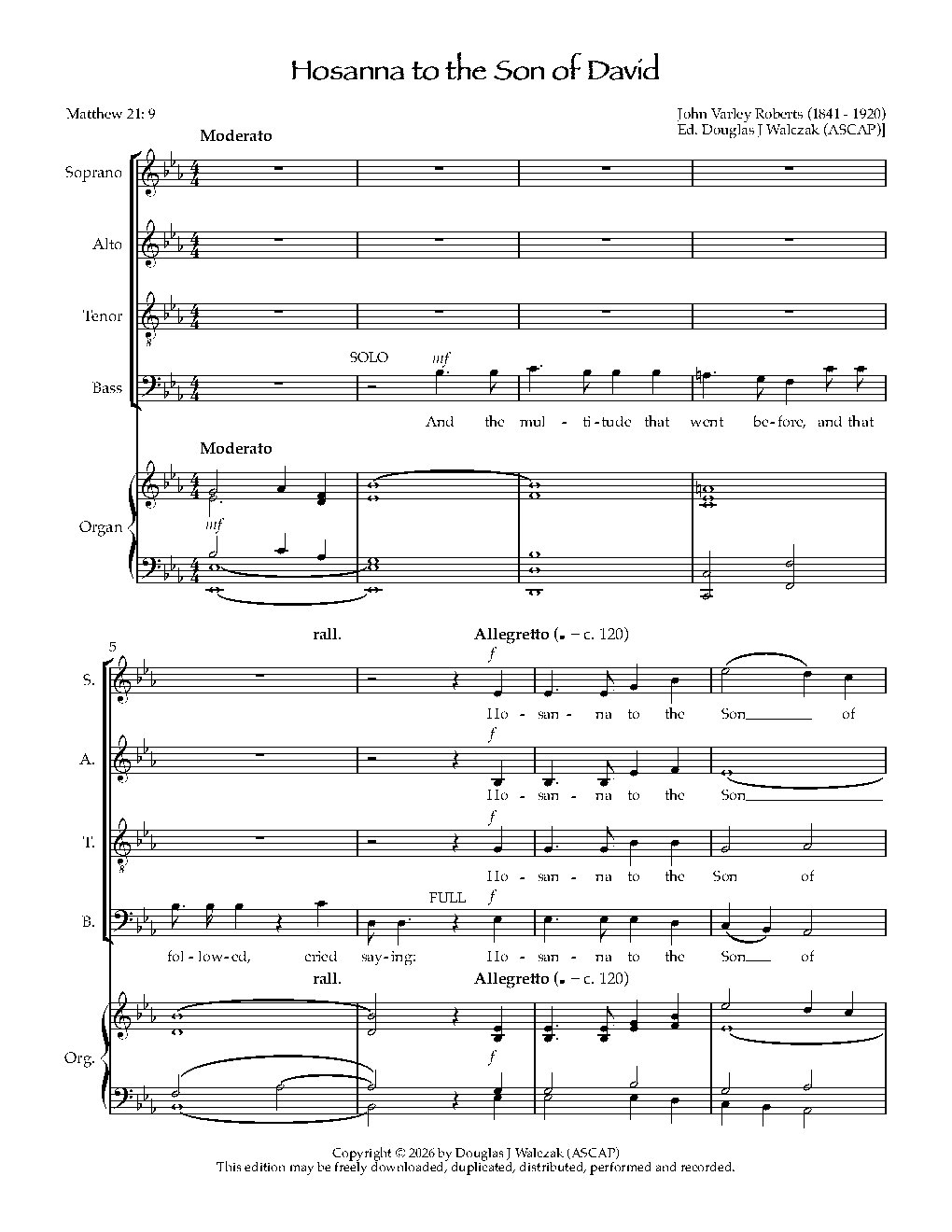 Hosanna to the Son of David - Choir Script PDF Thumbnail