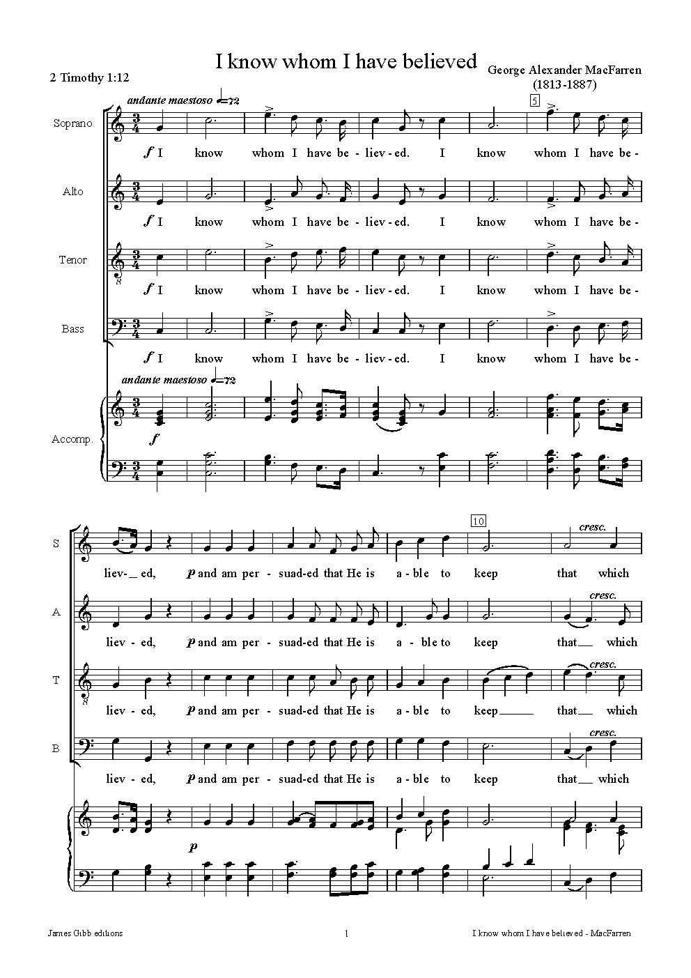 I know whom I have believed - Choir Script PDF Thumbnail