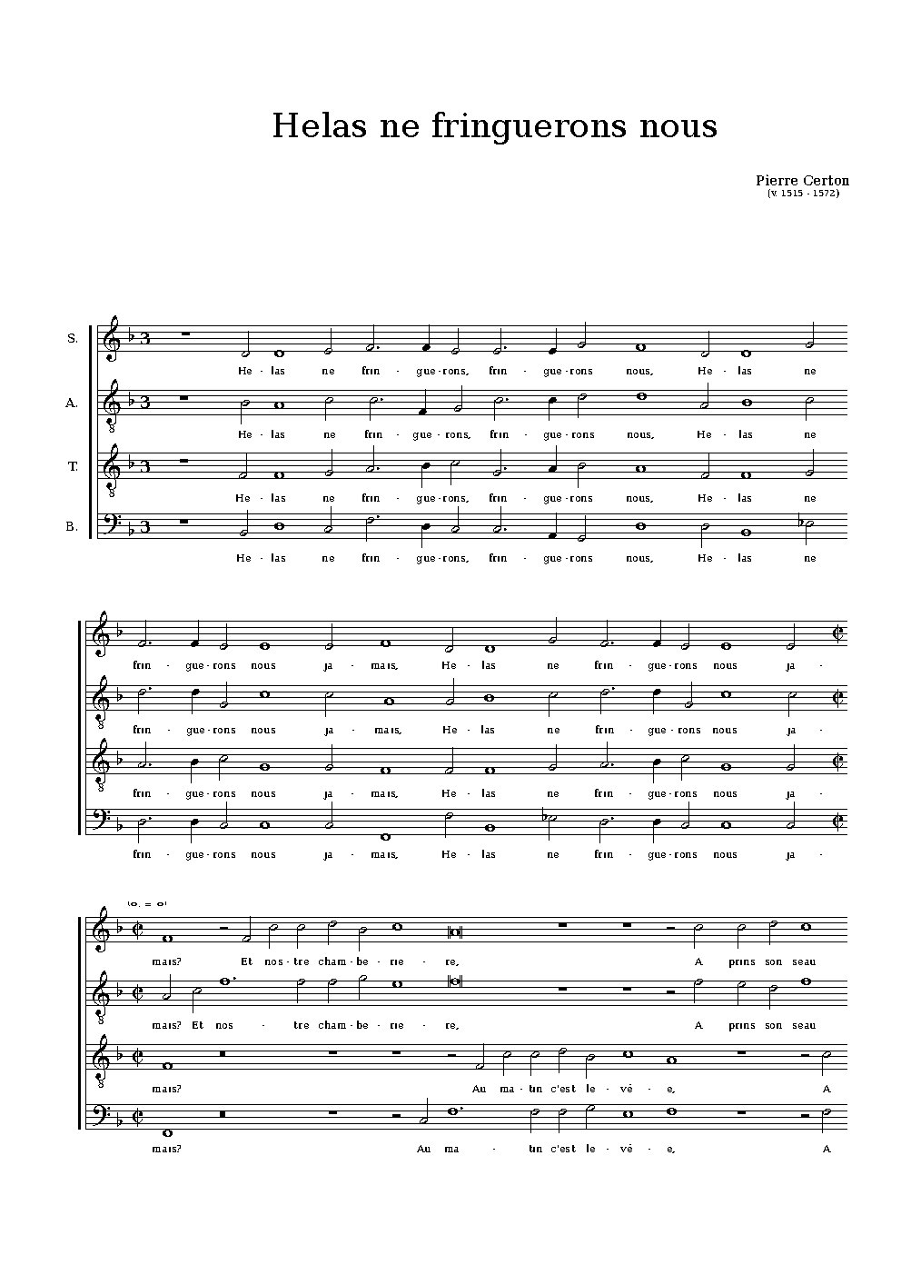 Helas ne fringuerons nous - Choir Script PDF Thumbnail