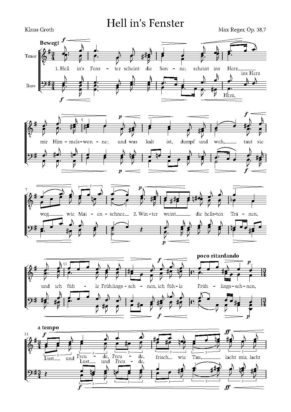 Hell in's Fenster, Op. 38, No. 7
