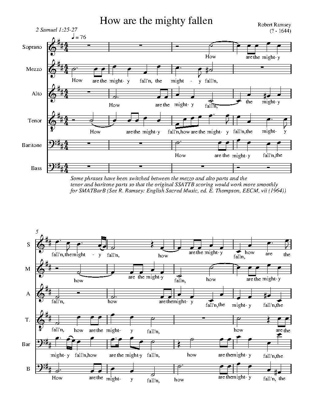 How are the mighty fallen - Choir Script PDF Thumbnail