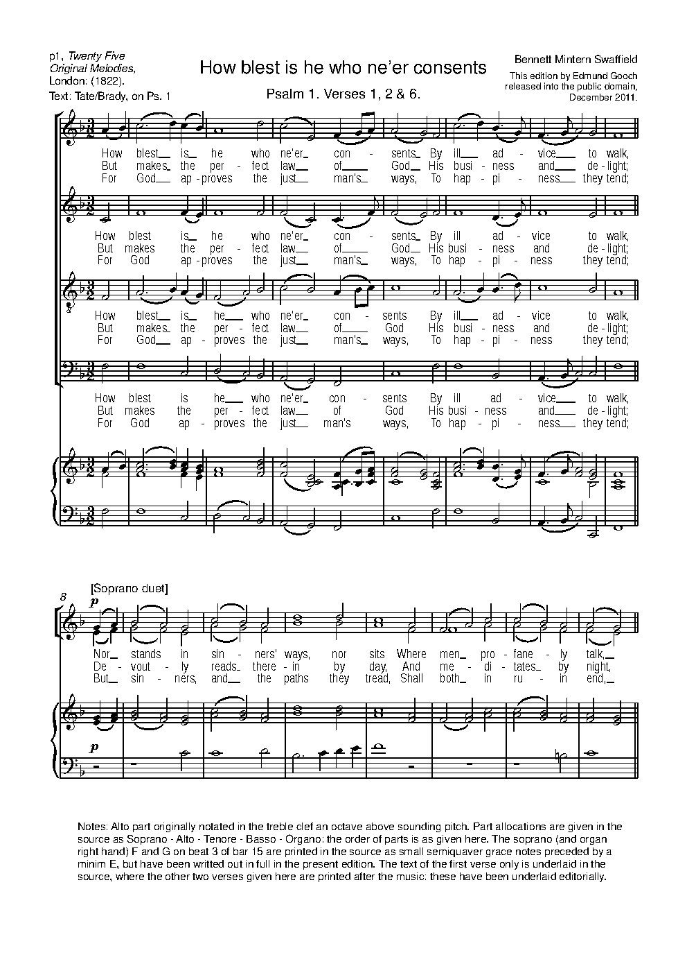 How blest is he who ne'er consents - Choir Script PDF Thumbnail