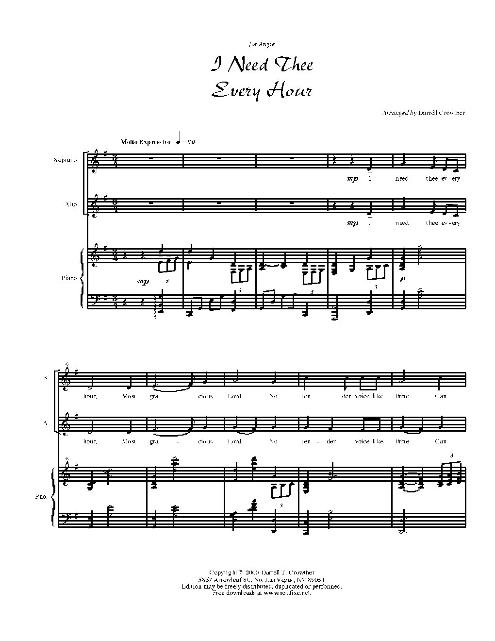 I Need Thee Every Hour - Choir Script PDF Thumbnail