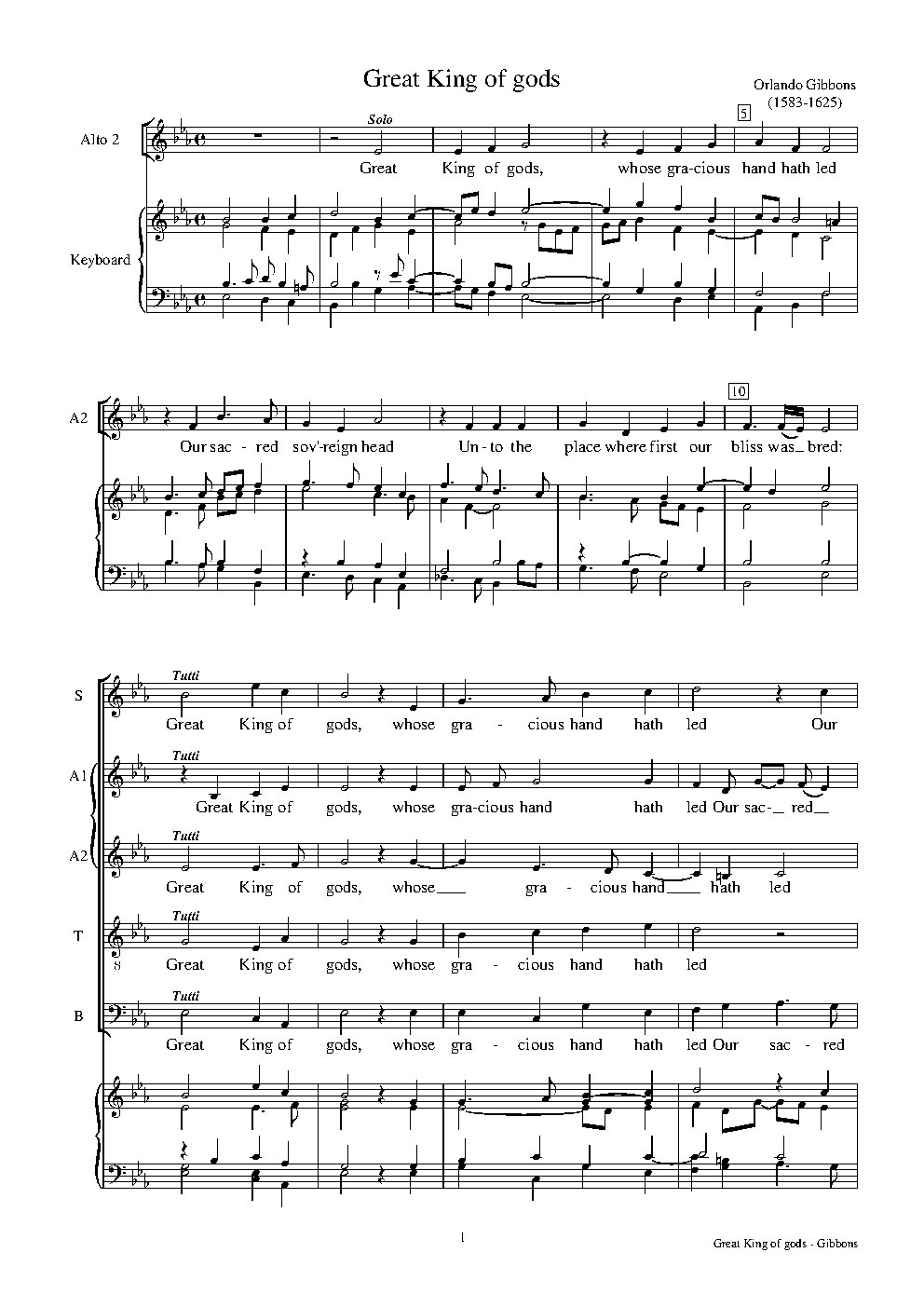 Great King of Gods - Choir Script PDF Thumbnail