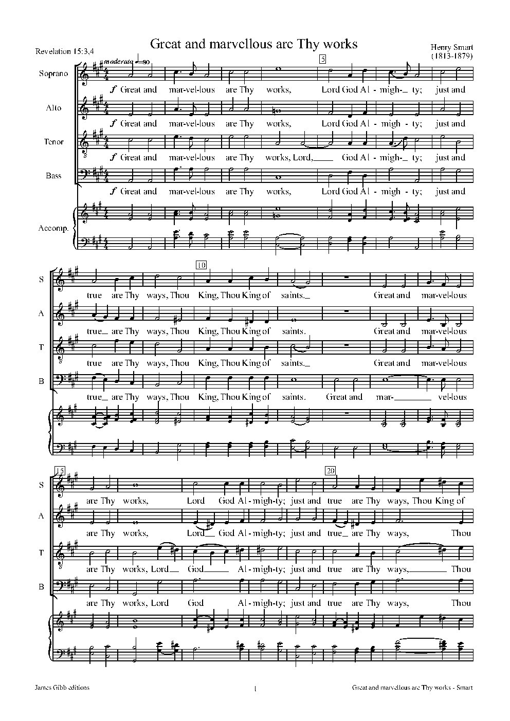 Great and marvellous are thy works - Choir Script PDF Thumbnail