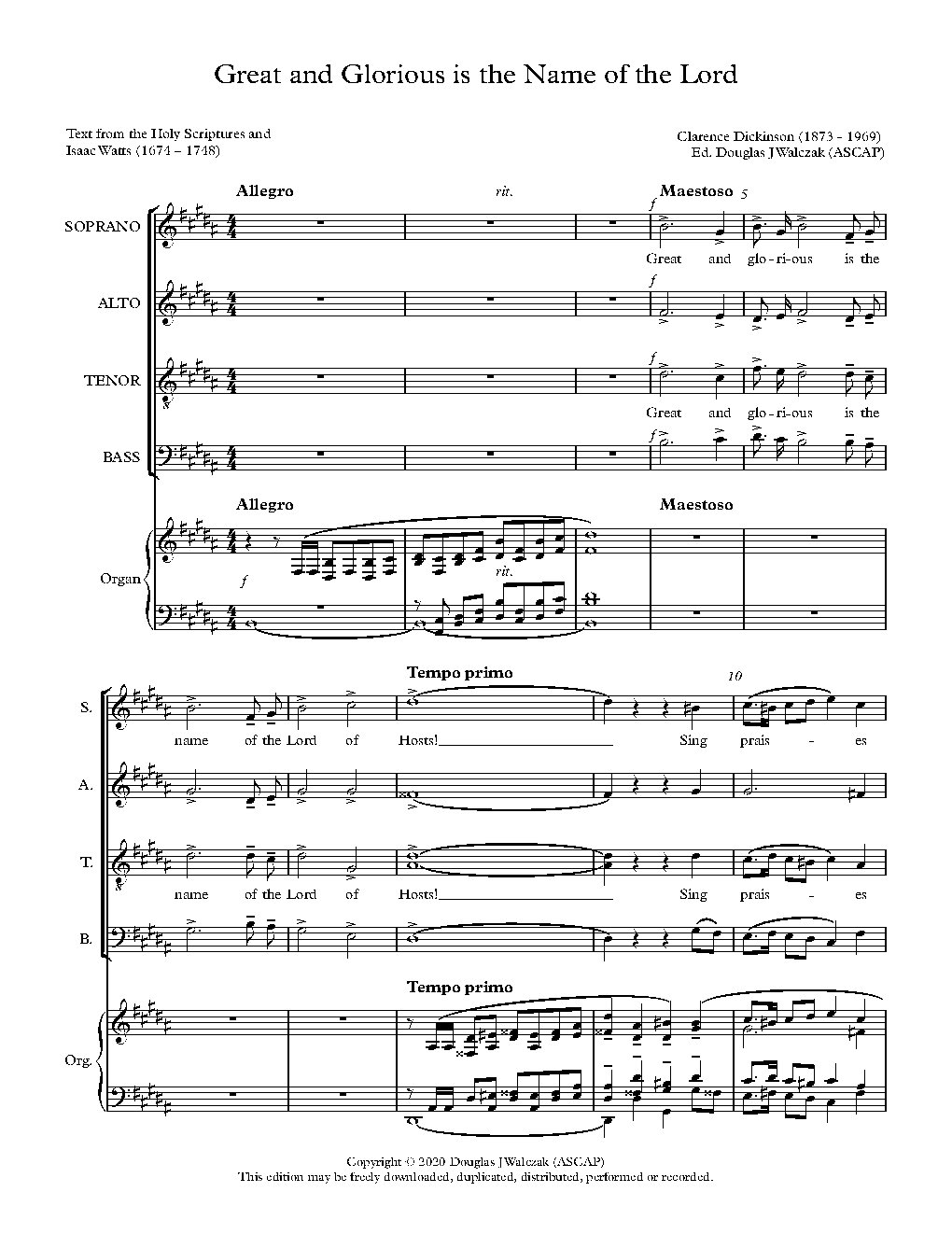 Great and Glorious is the Name of the Lord - Choir Script PDF Thumbnail