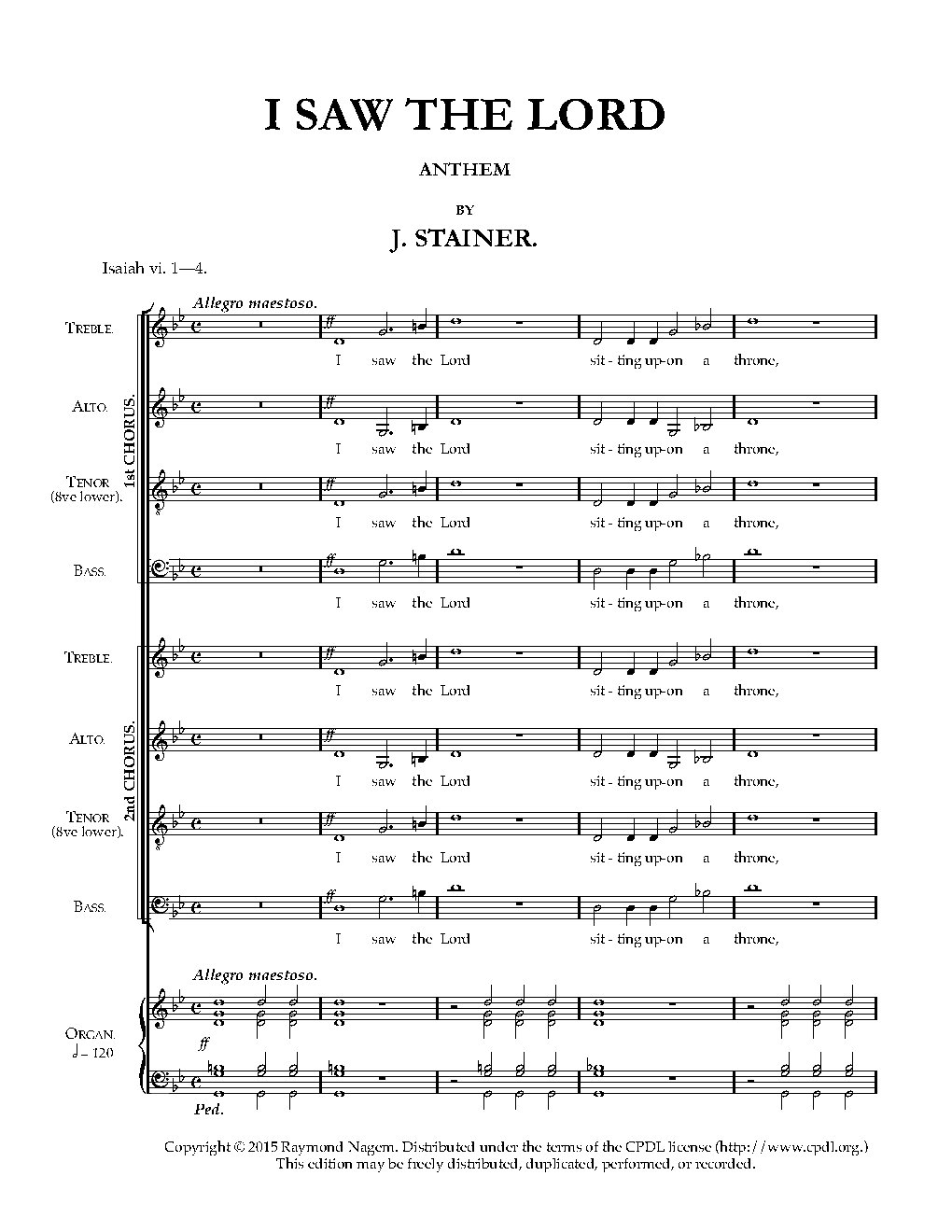 I saw the Lord - Choir Script PDF Thumbnail